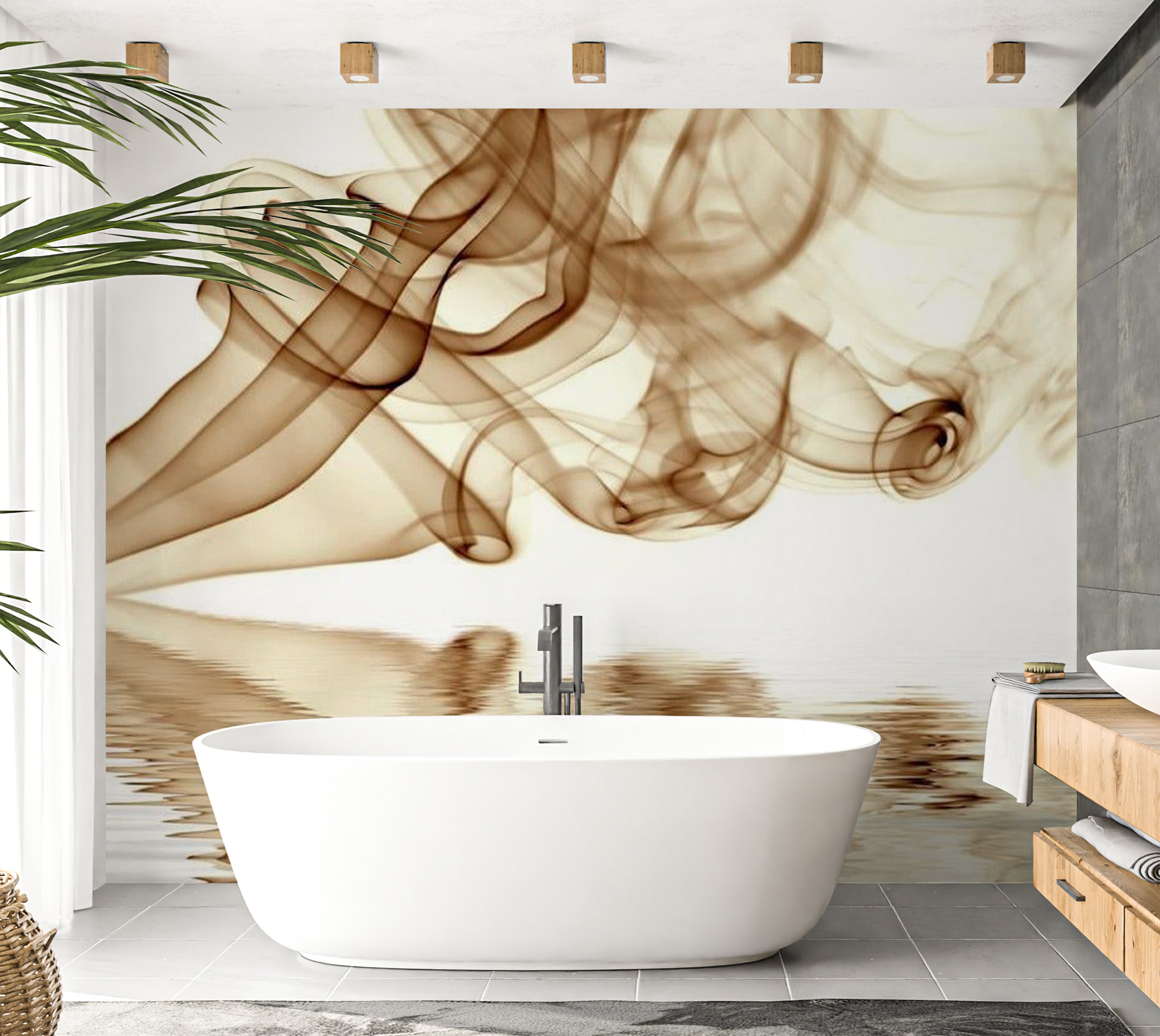 Abstract Wallpaper Wall Mural - Smoke Curls 118"Wx90"H