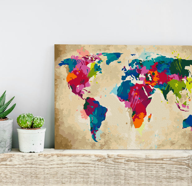 Paint By Numbers Kit - World Map Colorful