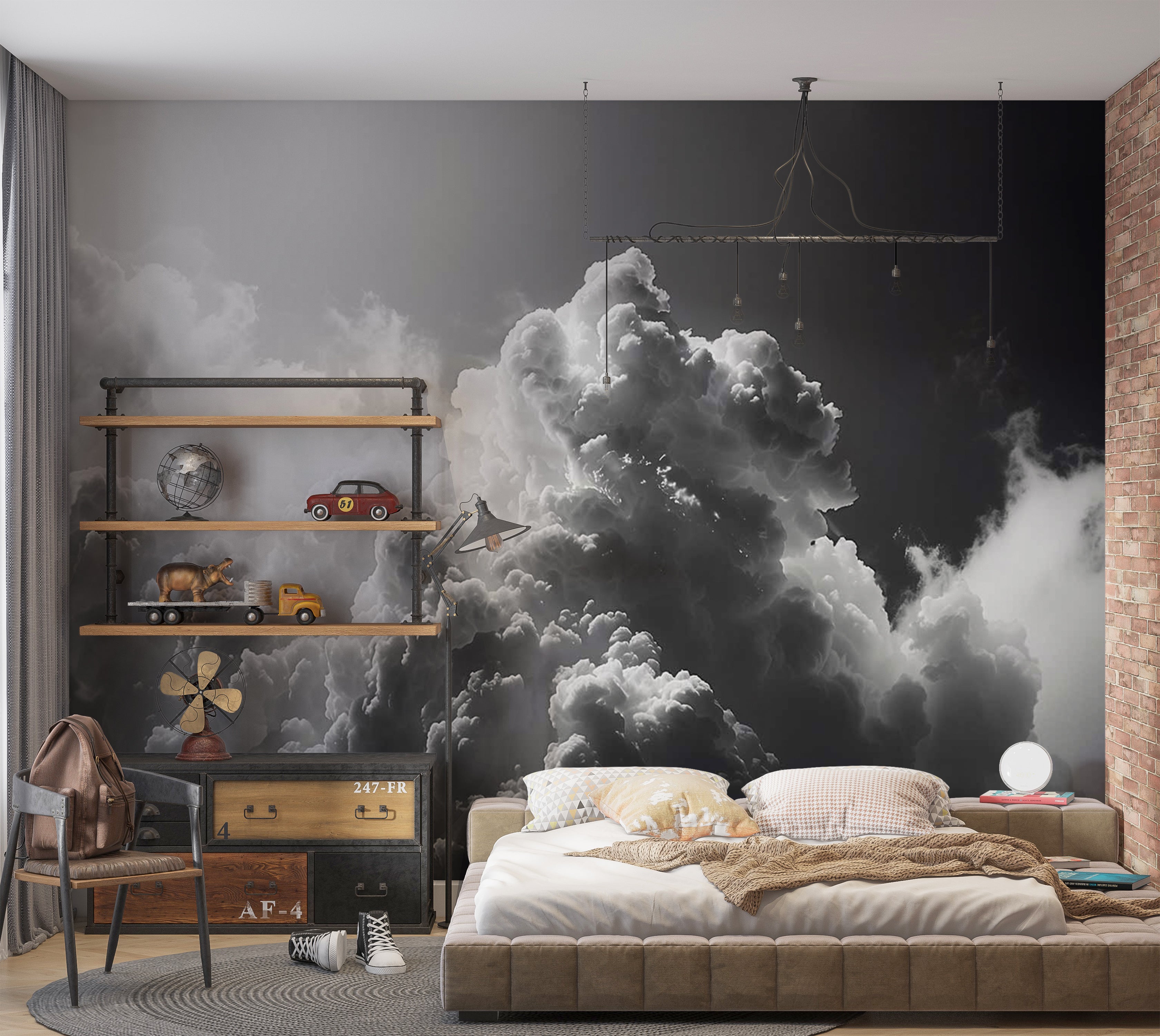 Peel & Stick Wall Mural - Dark Sunny Clouds 38"Wx27"H