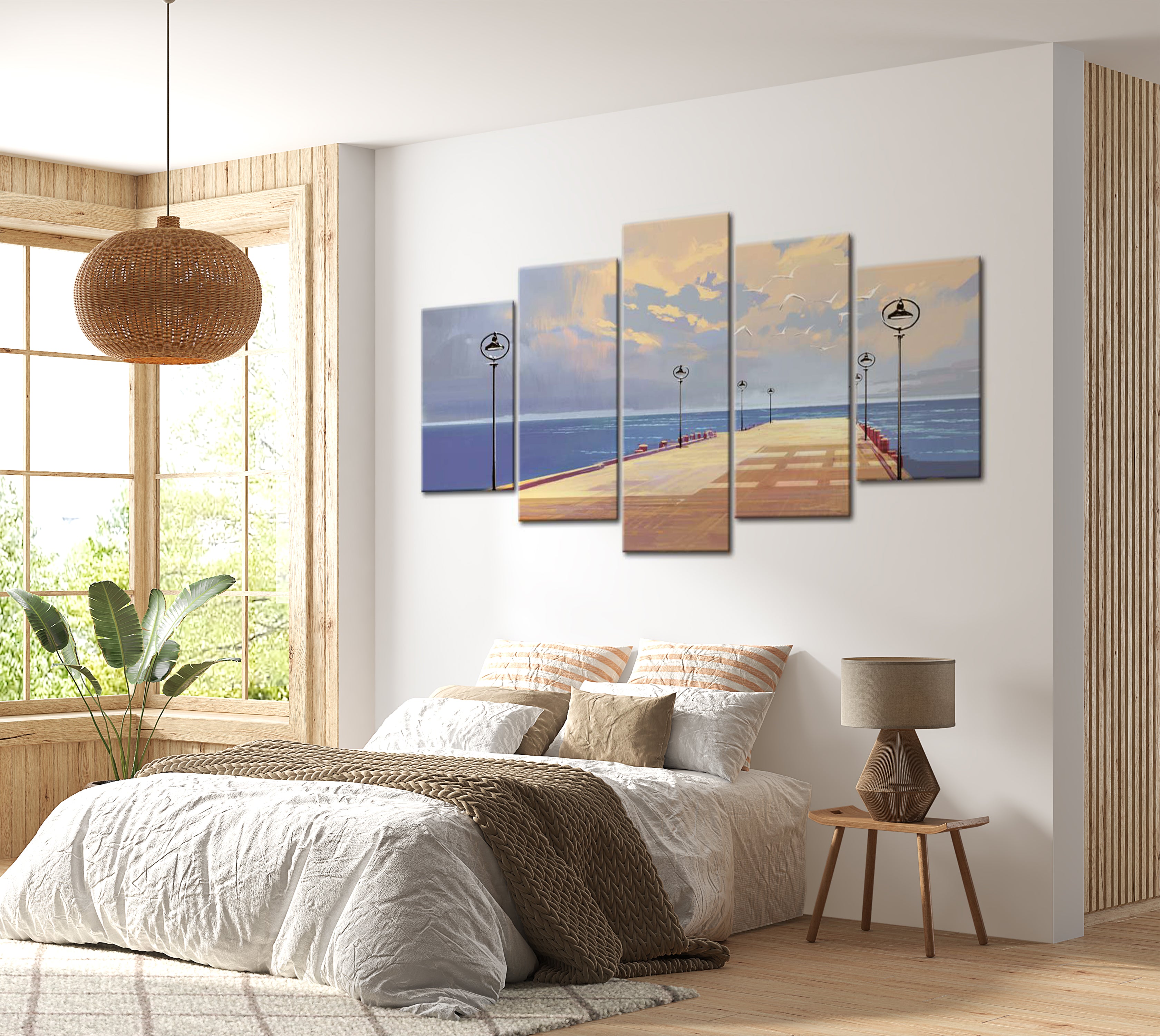 Stretched Canvas Landscape Art - Seaside Walk 40"Wx20"H