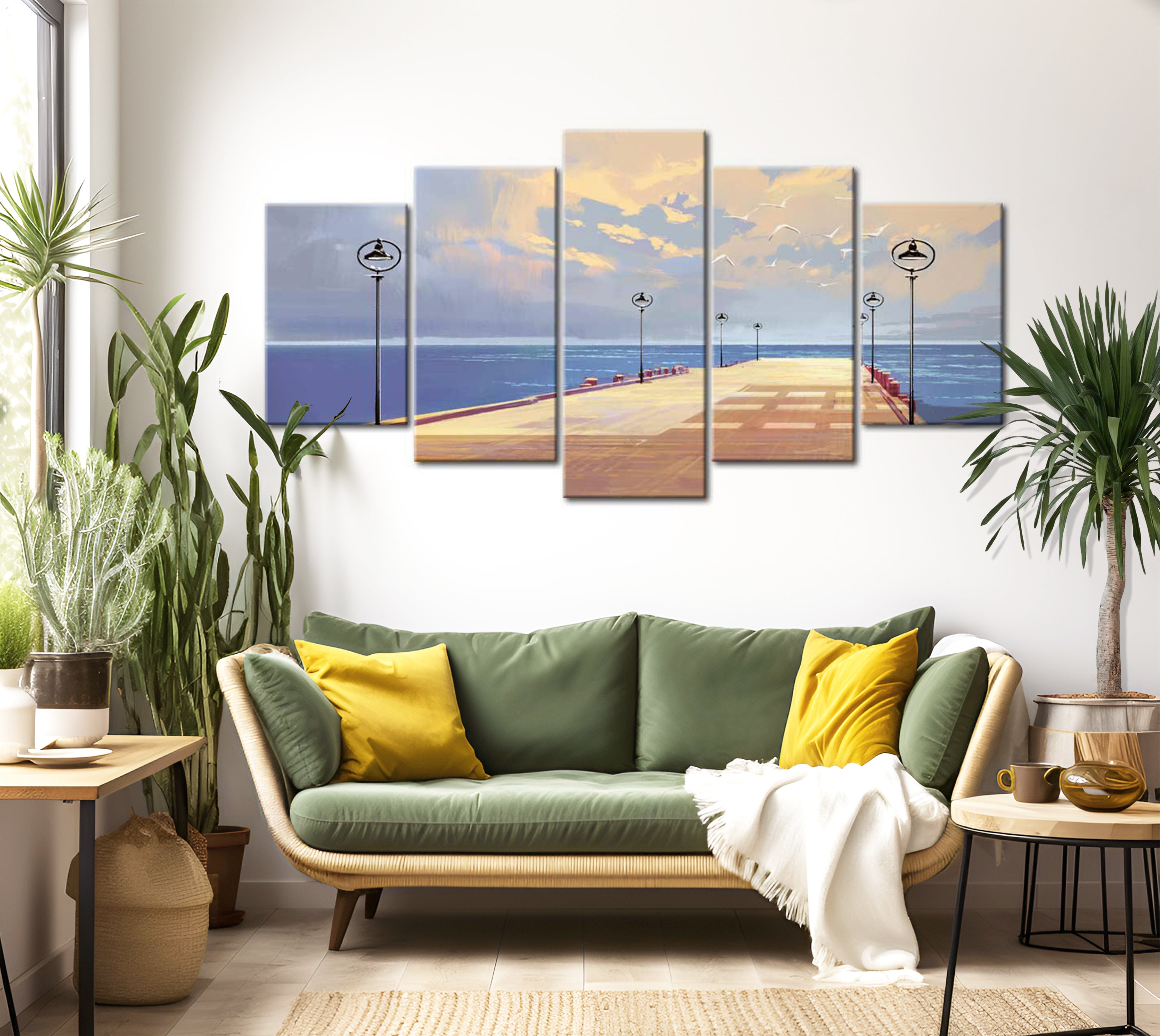 Stretched Canvas Landscape Art - Seaside Walk 40"Wx20"H