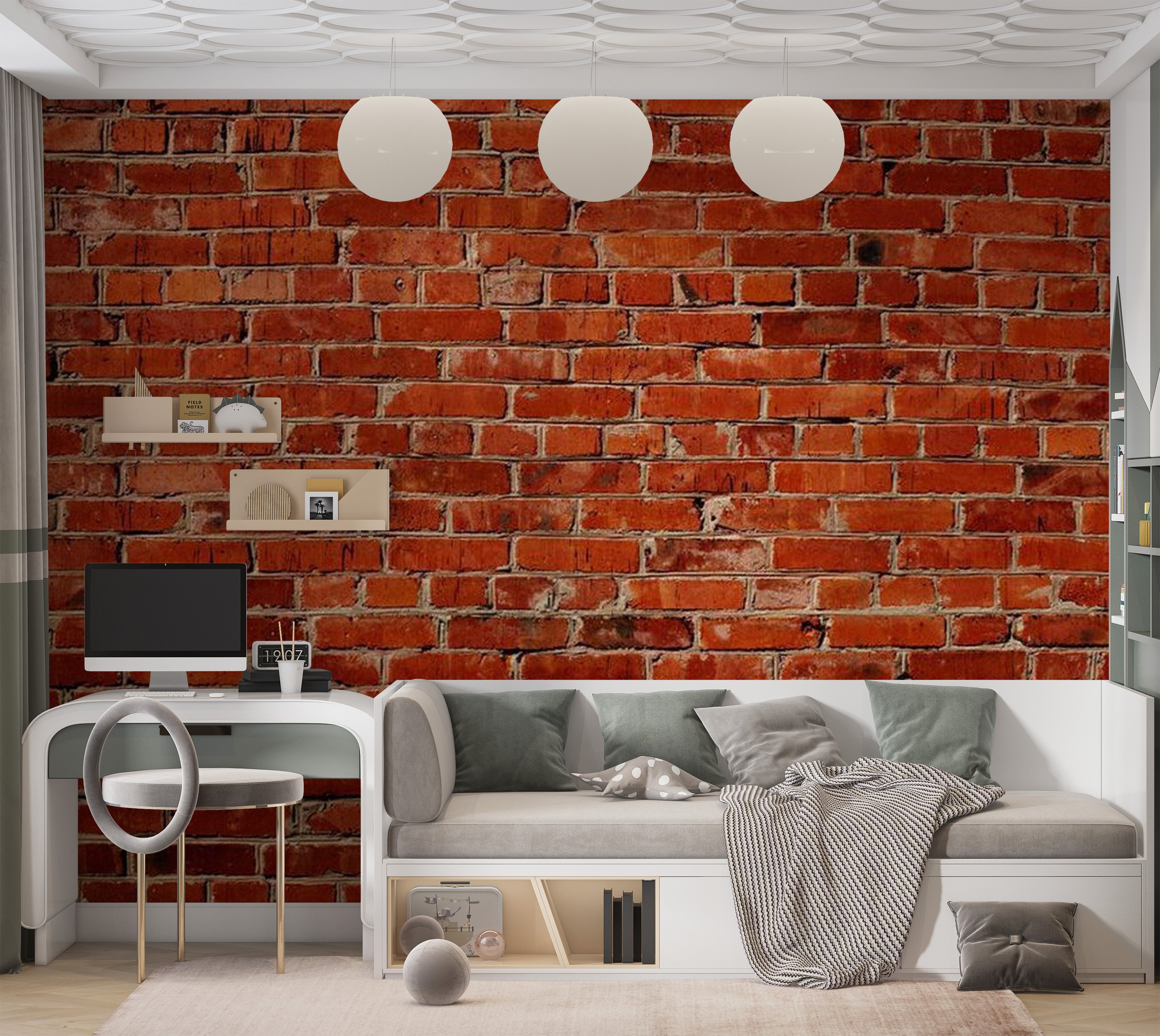 Background & Patterns Wallpaper Wall Mural - Red Brick Wall 118"Wx90"H