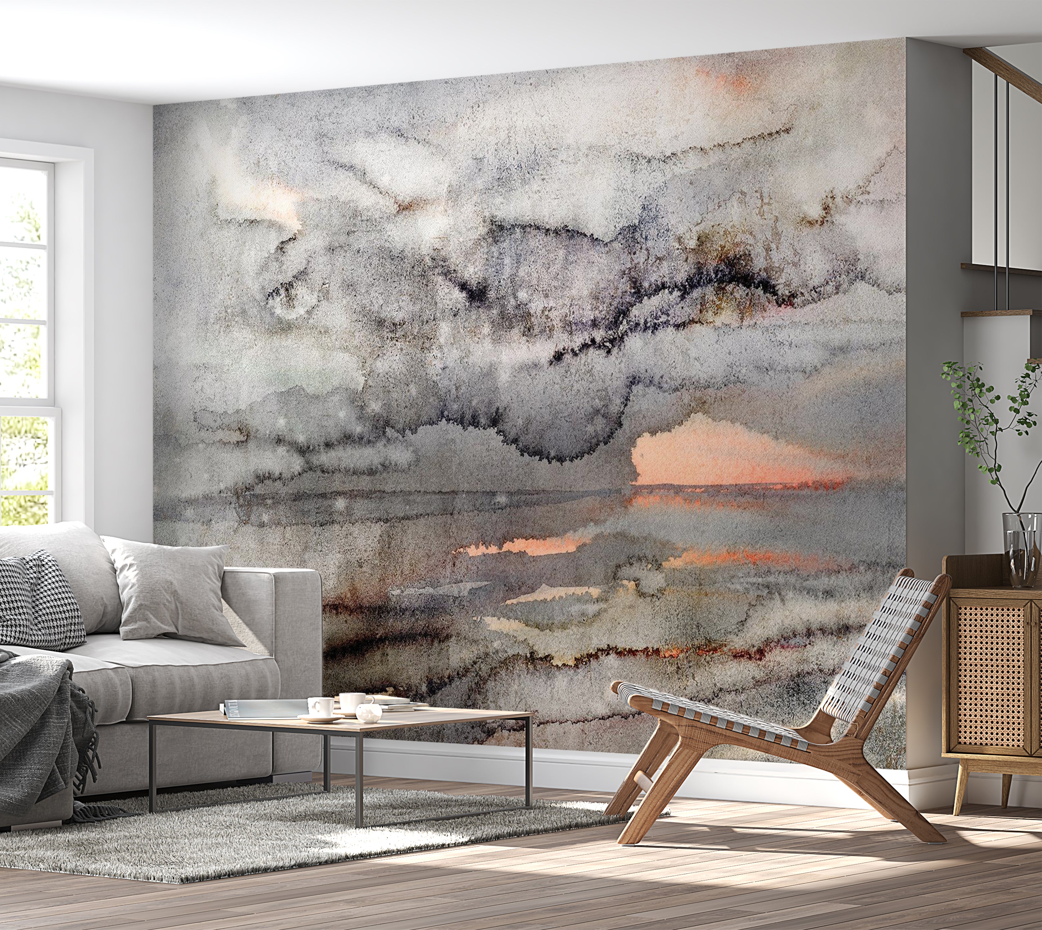 Abstract Wallpaper Wall Mural - Connected Clouds 39"Wx27"H / Standard