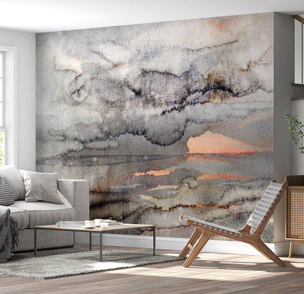 Abstract Wallpaper Wall Mural - Connected Clouds 39"Wx27"H / Standard