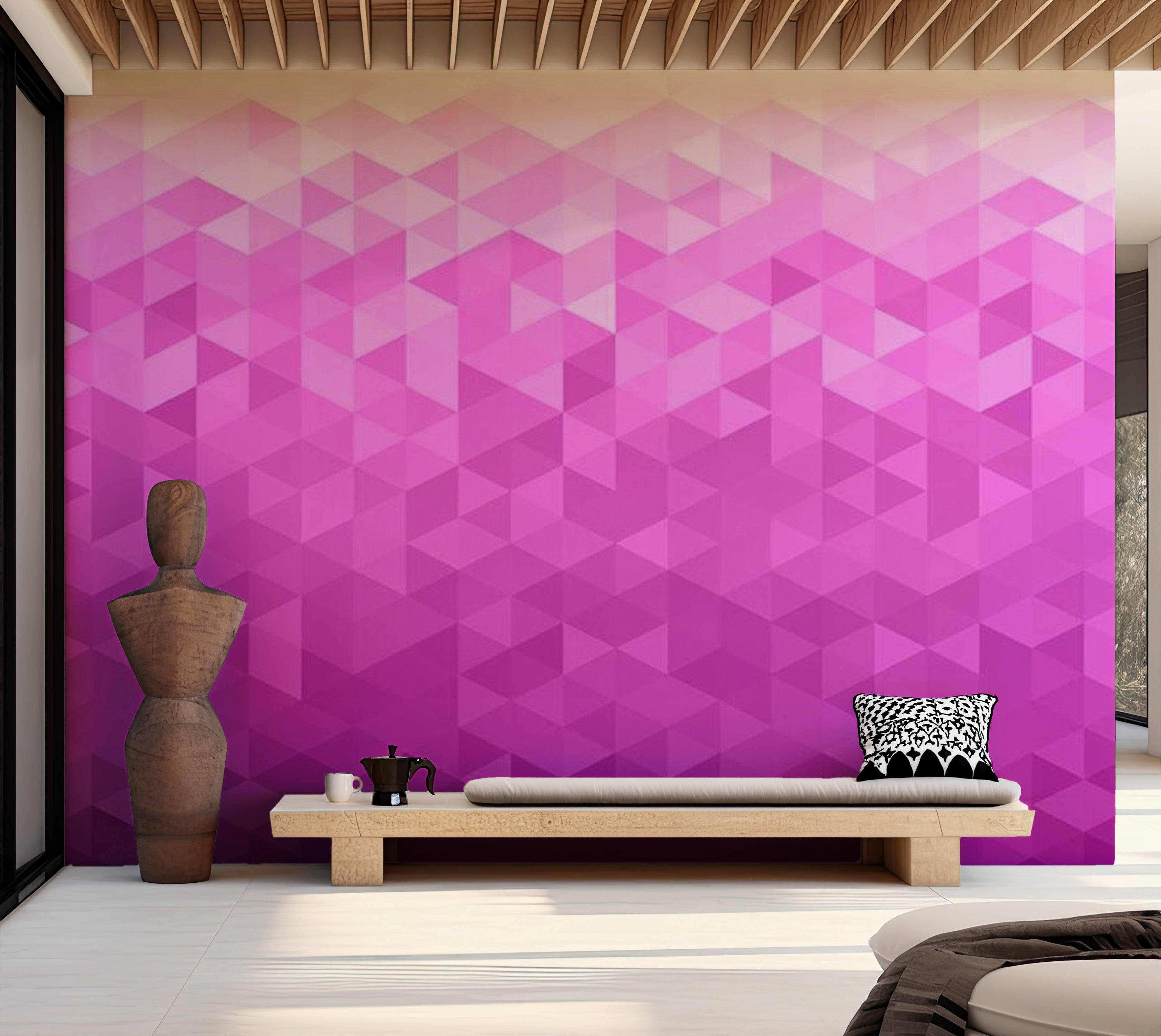 Abstract Wallpaper Wall Mural - Pink Pixel 39"Wx27"H