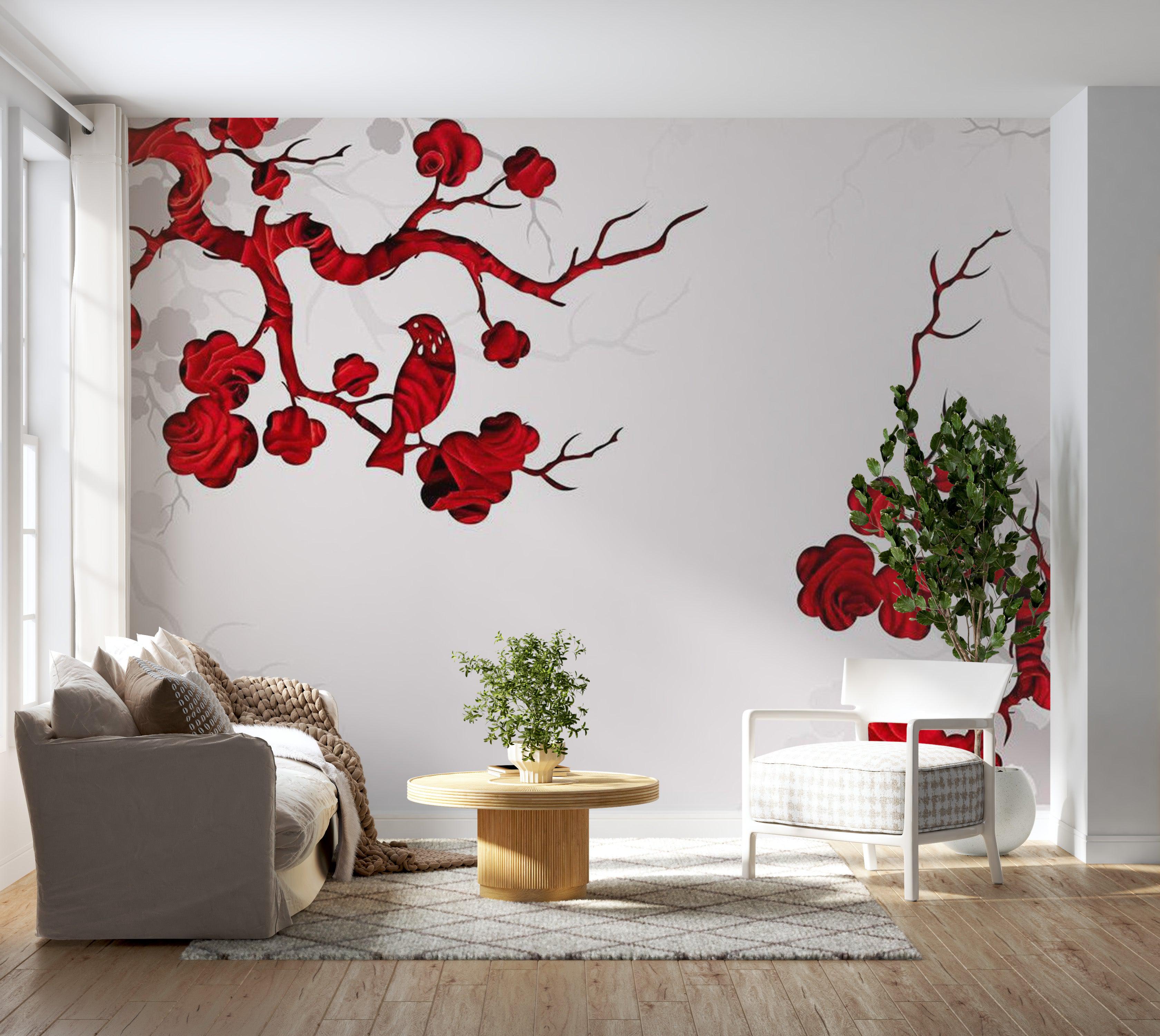 Zen Wallpaper Wall Mural - Red Bush