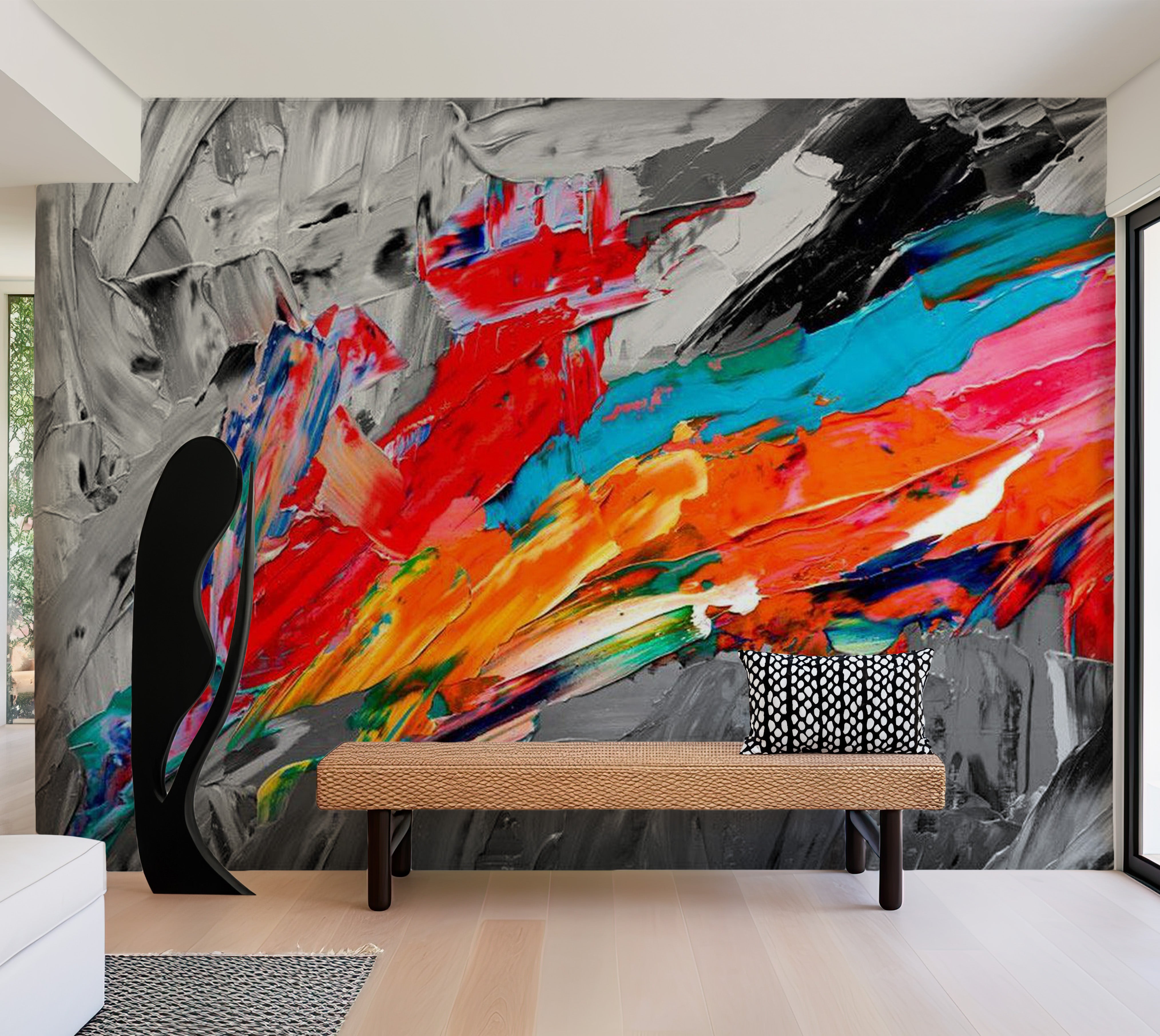 Abstract Wallpaper Wall Mural - Fiery Bird 39"Wx27"H