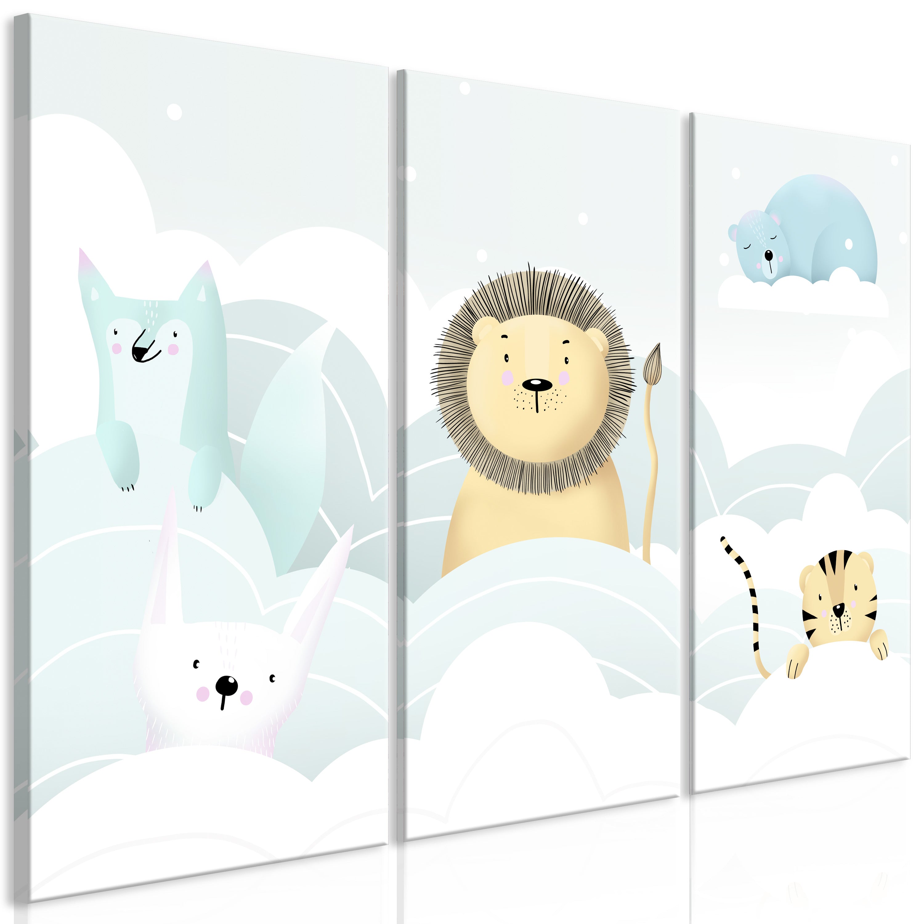 Cartoon Canvas Wall Art - Fairytale Zoo - 3 Pieces