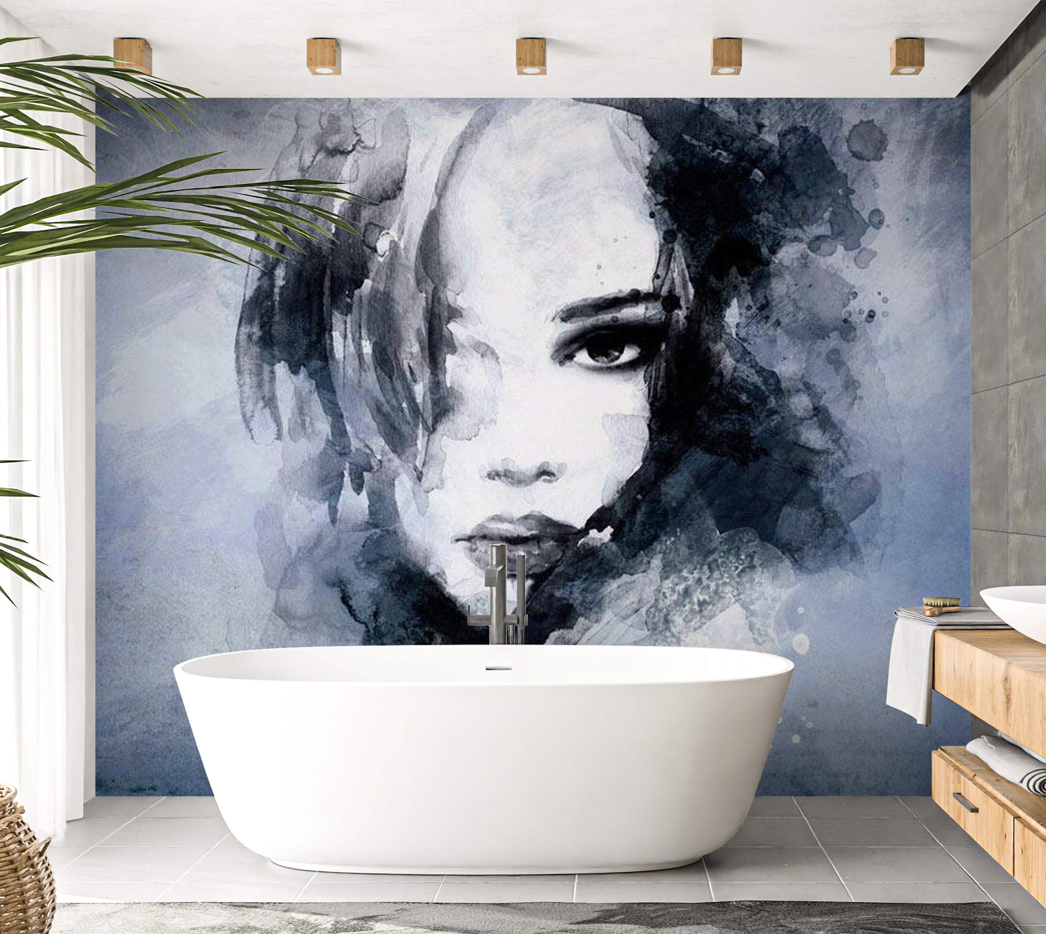 Abstract Wallpaper Wall Mural - Blue Enigma 39"Wx27"H