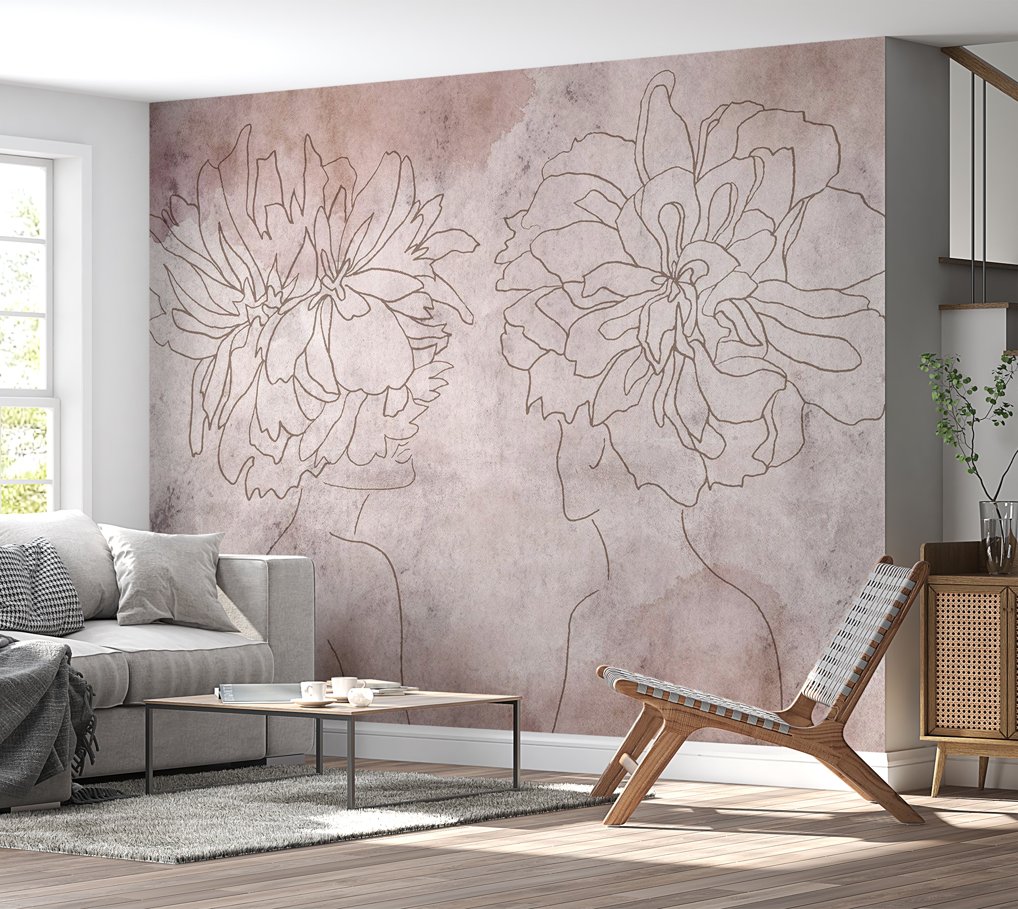 Abstract Wallpaper Wall Mural - Floristic Fresco 39"Wx27"H / Standard