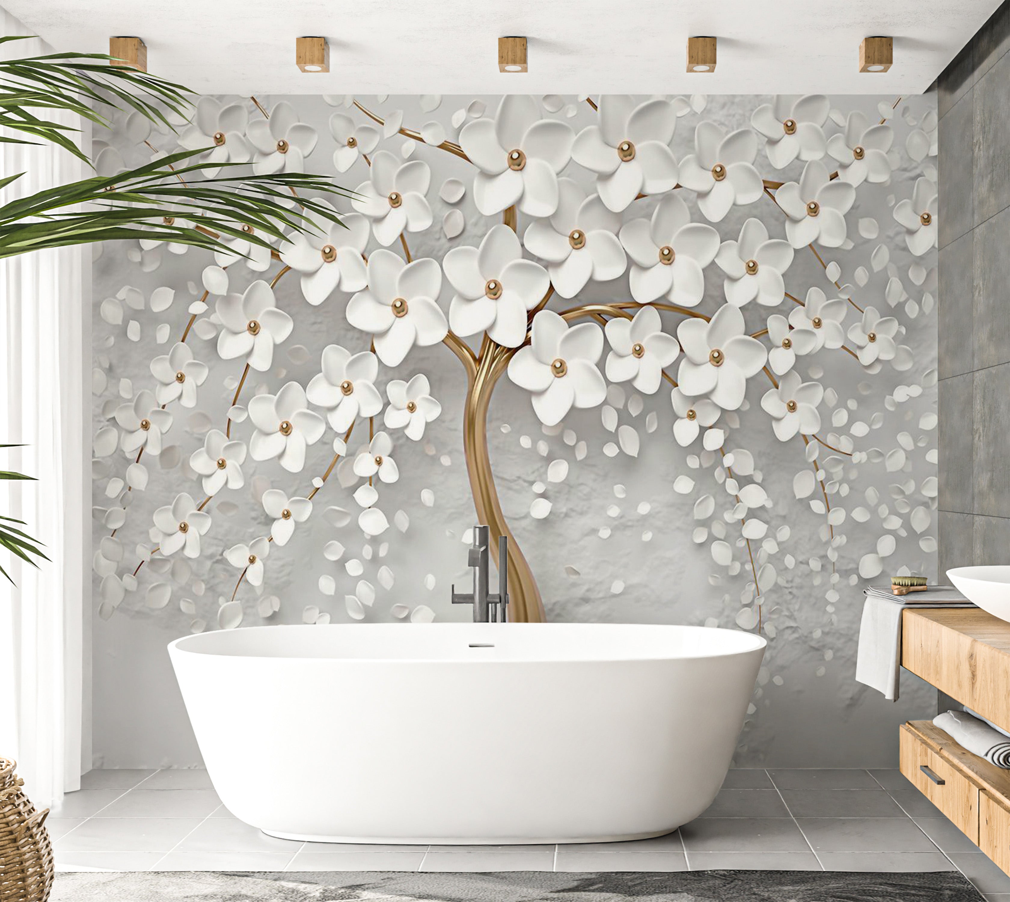 Abstract Wallpaper Wall Mural - Magic Magnolia 39"Wx27"H