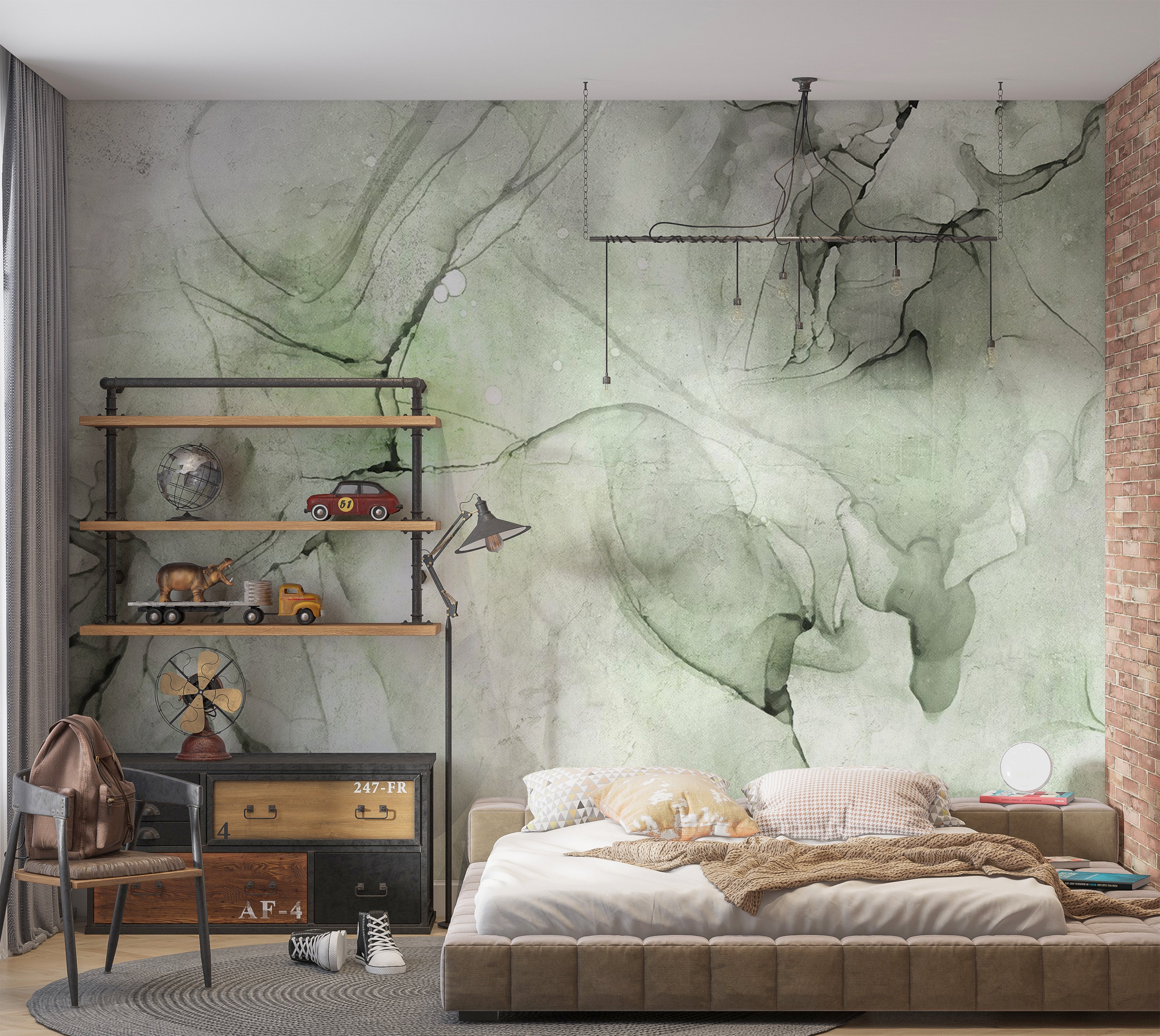 Peel & Stick Wall Mural - Green Black Ink 38"Wx27"H