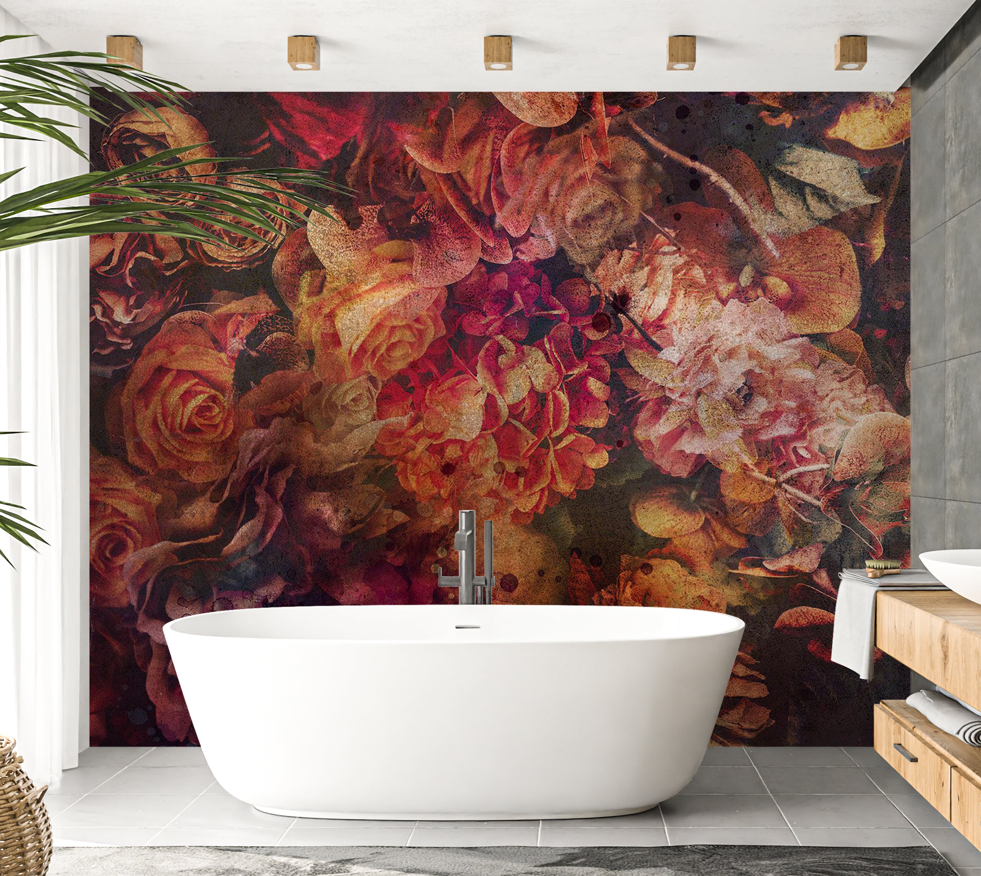 Peel & Stick Floral Wall Mural - Vintage Flowers 38"Wx27"H