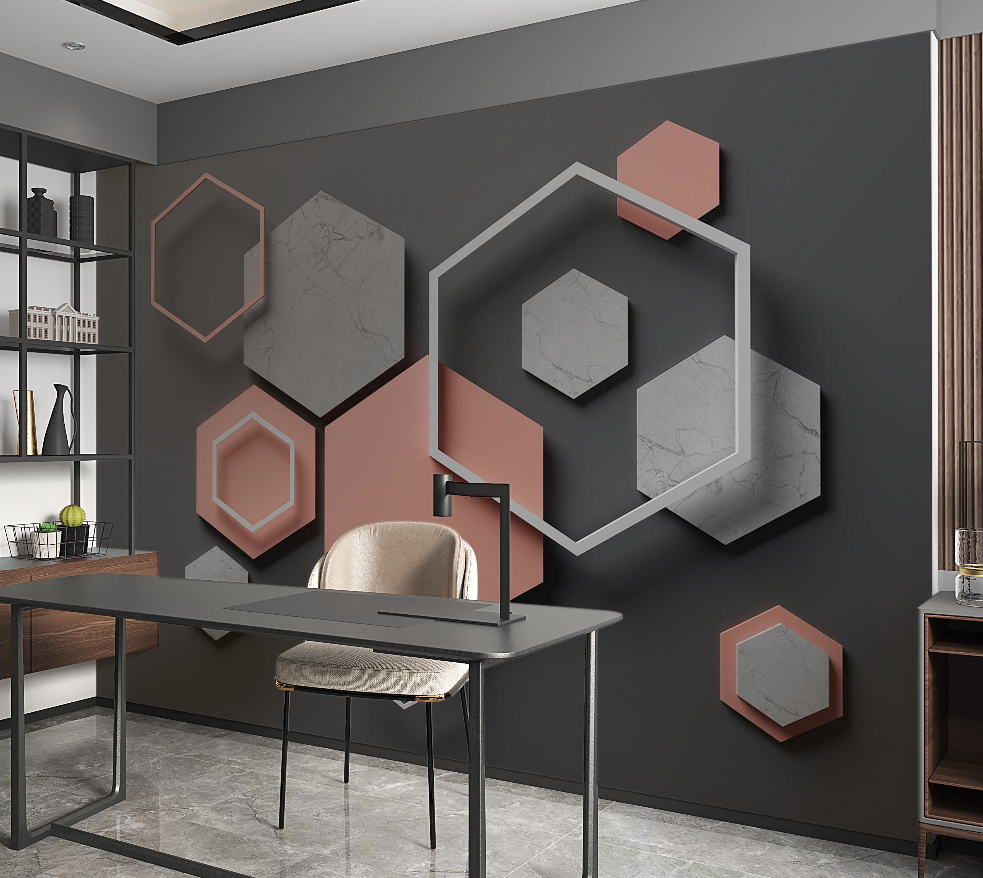 Background & Patterns Wallpaper Wall Mural - Hexagon Plan 39"Wx27"H