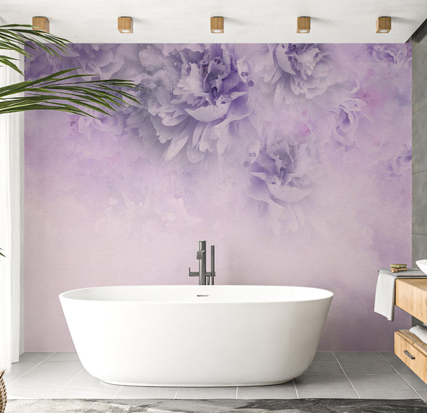 Peel & Stick Floral Wall Mural - Light Purple Floral Composition 38"Wx27"H