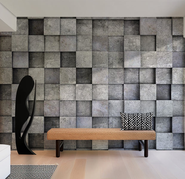 Background & Patterns Wallpaper Wall Mural - Concrete Cubes 39"Wx27"H