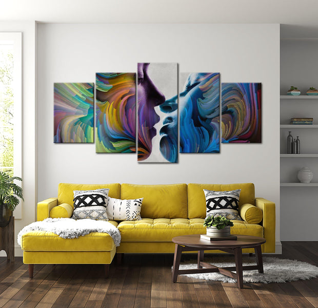 Abstract Canvas Wall Art - Kiss Of Colours - 5 Pieces