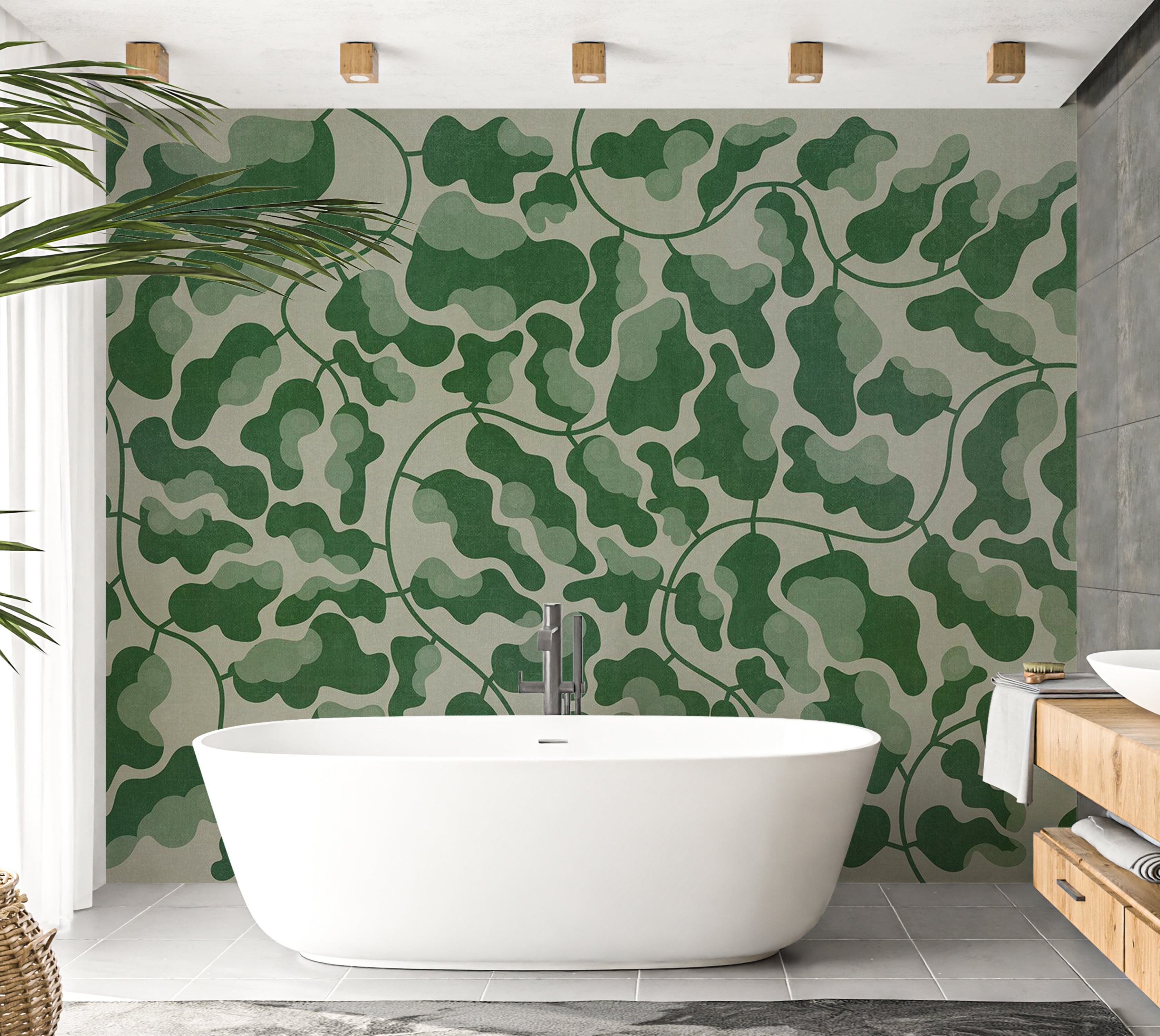 Peel & Stick Botanical Wall Mural - Green Labyrinth 38"Wx27"H