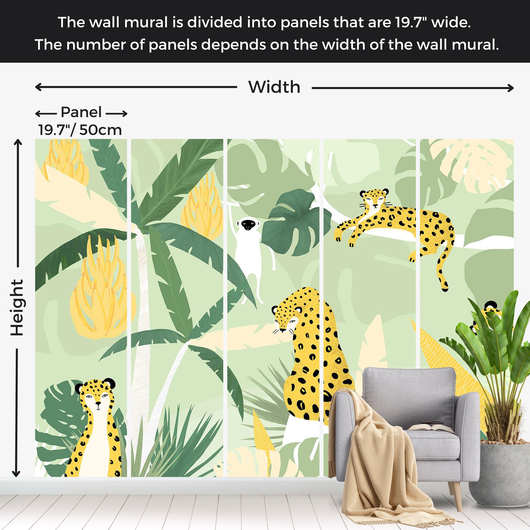 Animal Wallpaper Wall Mural - Cheetahs in the Jungle 39"Wx27"H / Standard