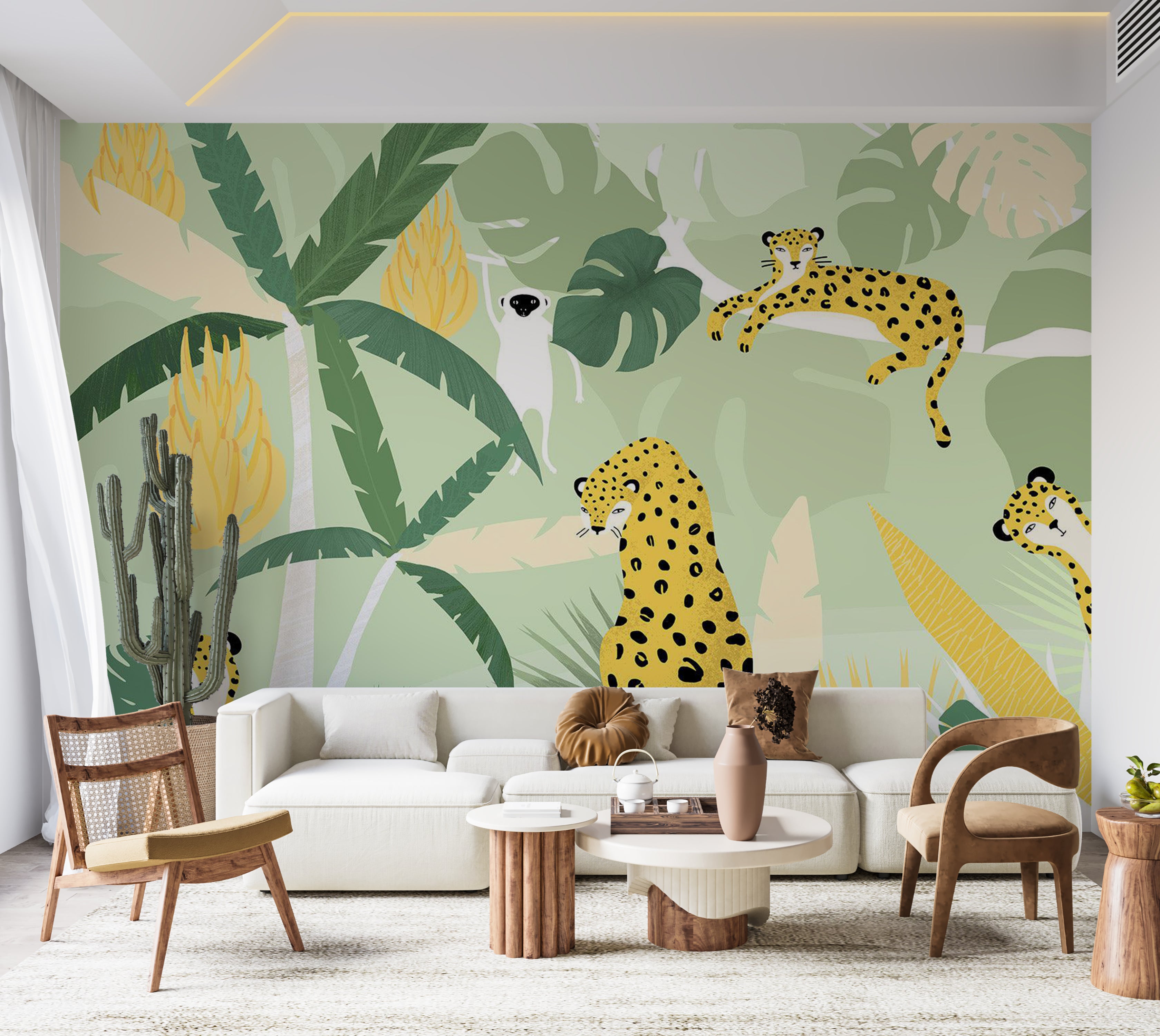 Animal Wallpaper Wall Mural - Cheetahs in the Jungle 39"Wx27"H / Standard