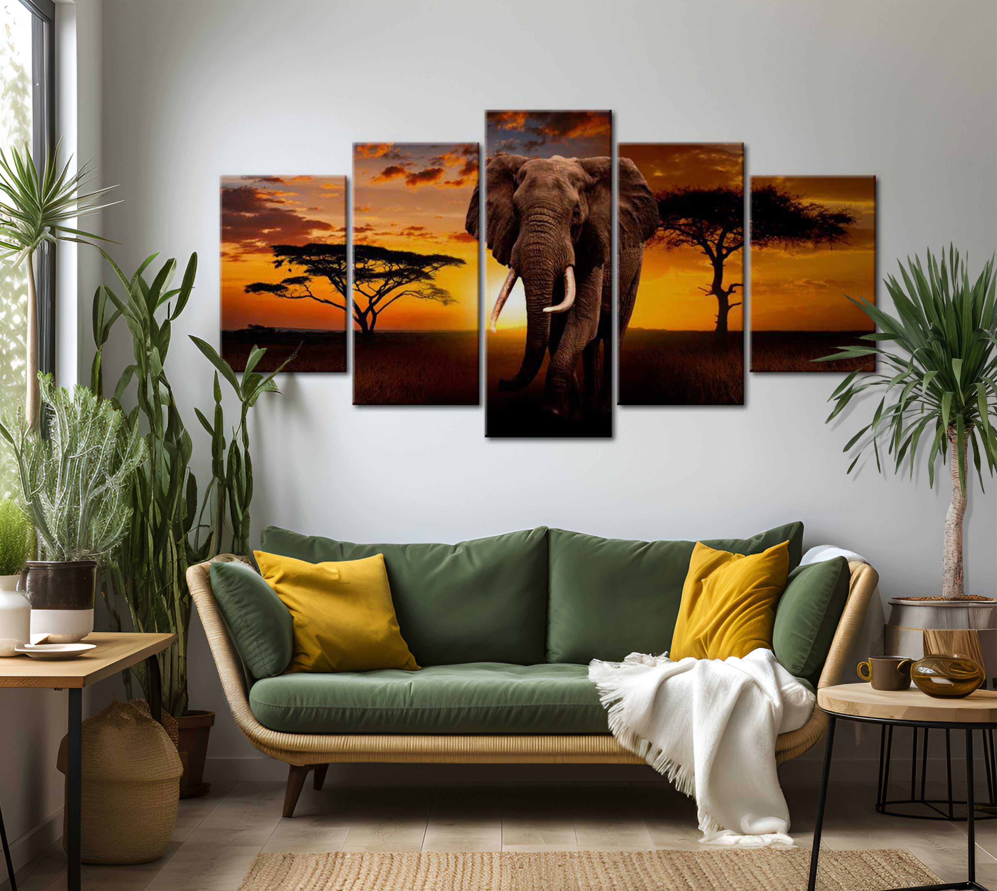 Stretched Canvas Landscape Art - The Savannah King 40"Wx20"H