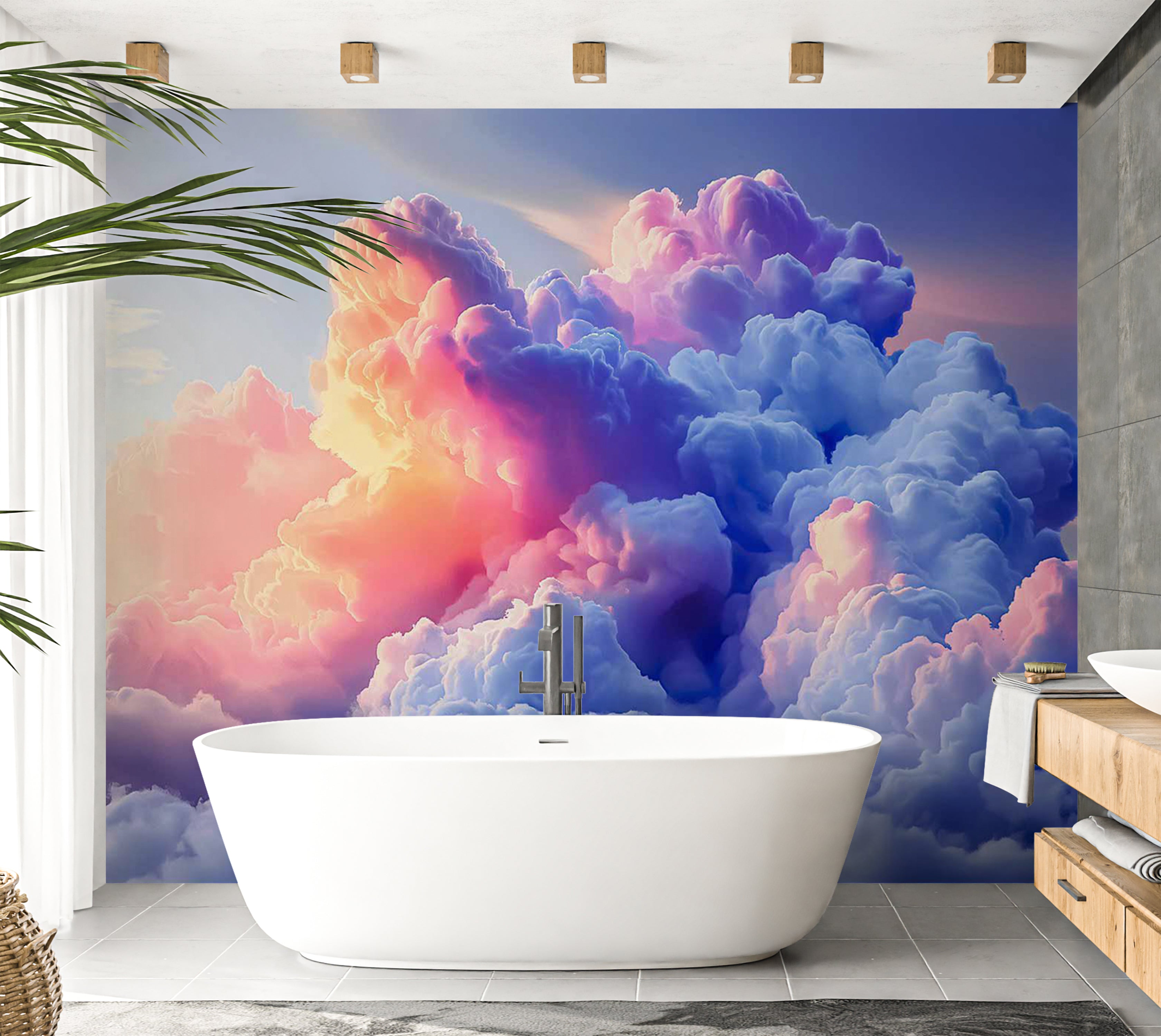 Peel & Stick Wall Mural - Artistic Clouds 38"Wx27"H