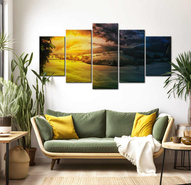 Stretched Canvas Landscape Art - Between Night And Day 40"Wx20"H