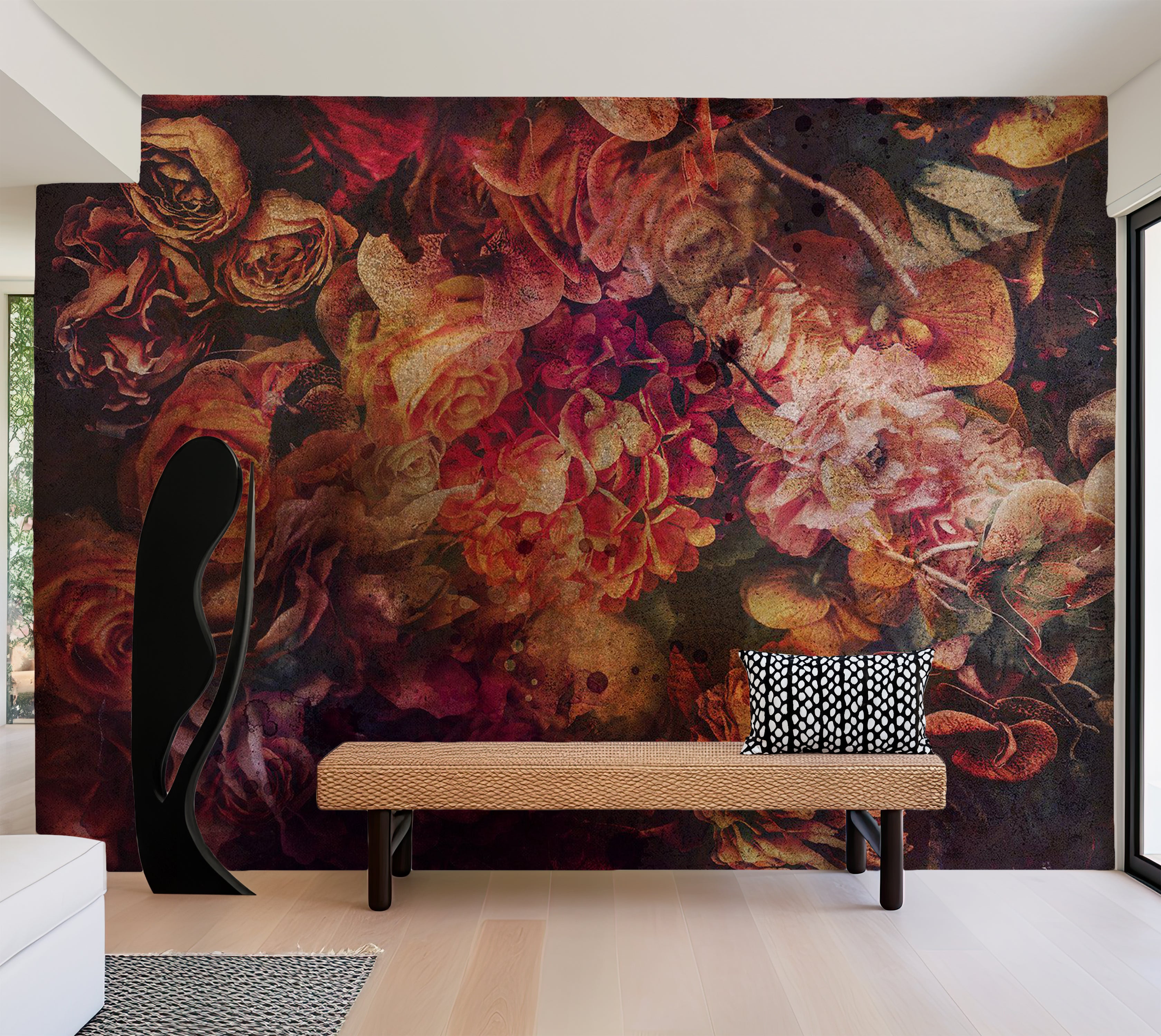 Peel & Stick Floral Wall Mural - Vintage Flowers 38"Wx27"H