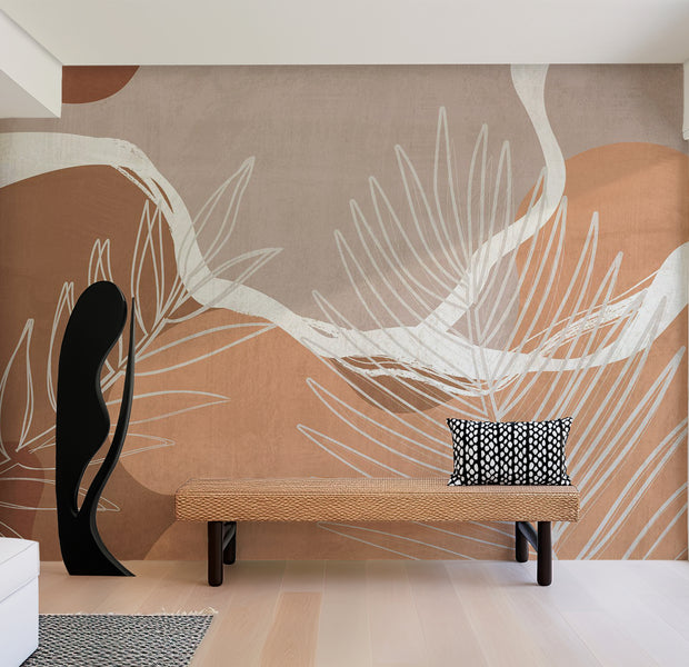 Botanical Wallpaper Wall Mural - Organic Shapes 39"Wx27"H / Standard