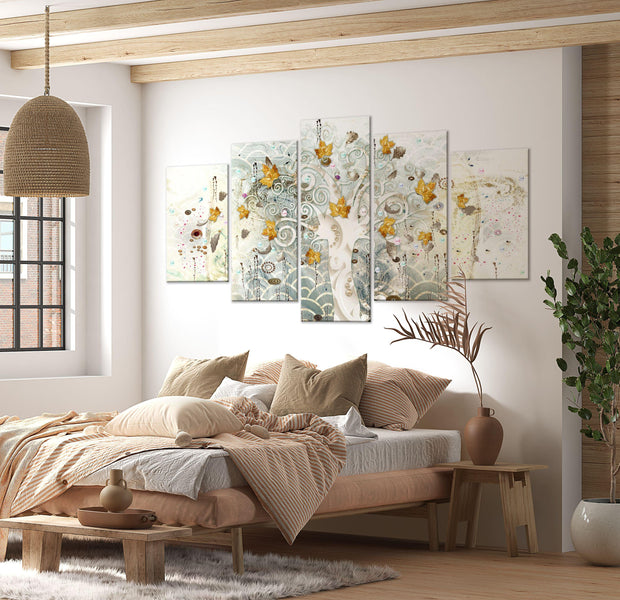 Abstract Canvas Wall Art - Autumn Leaves - 5 Pieces