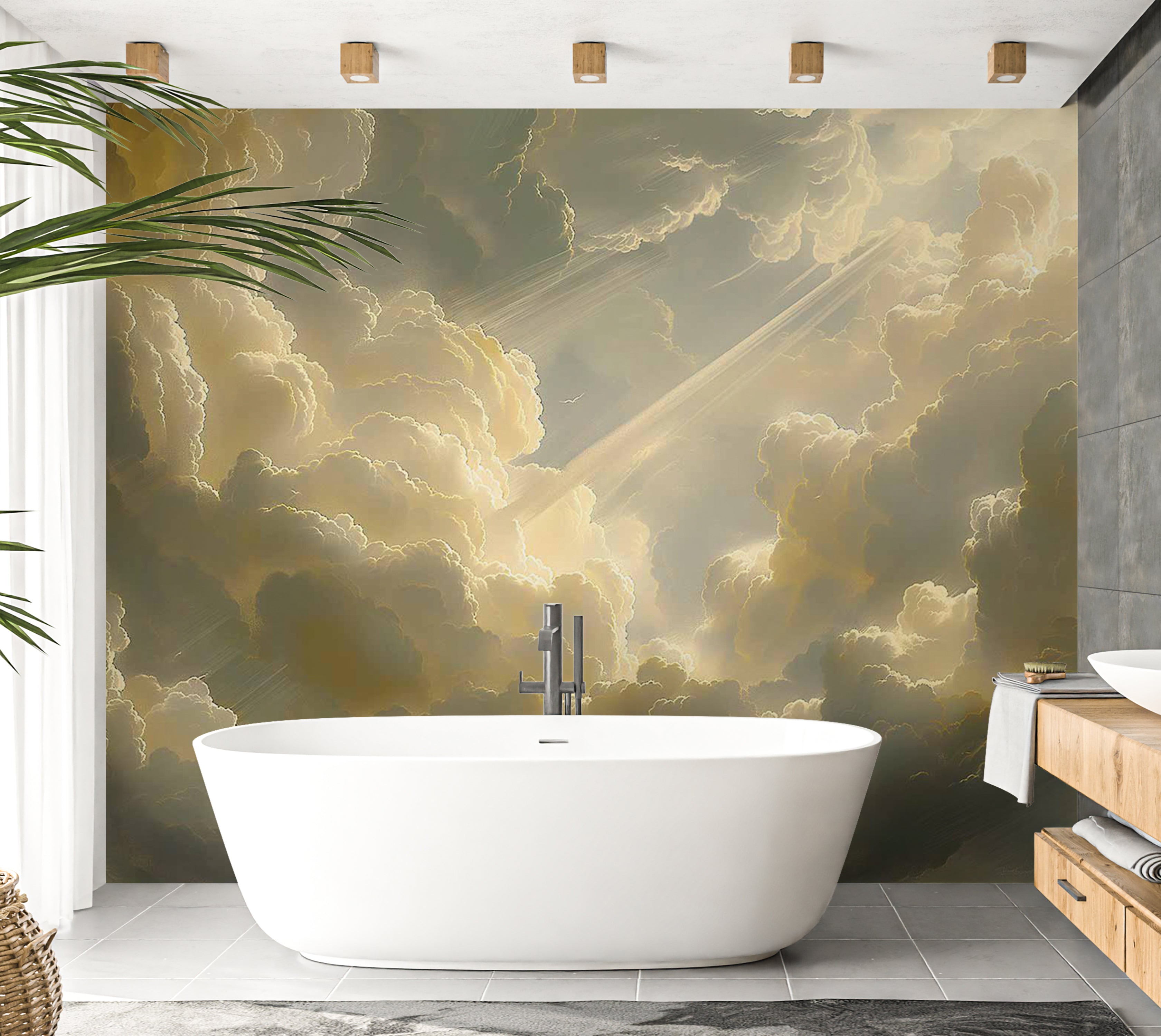 Peel & Stick Wall Mural - Cloudy Morning Sunshine 38"Wx27"H