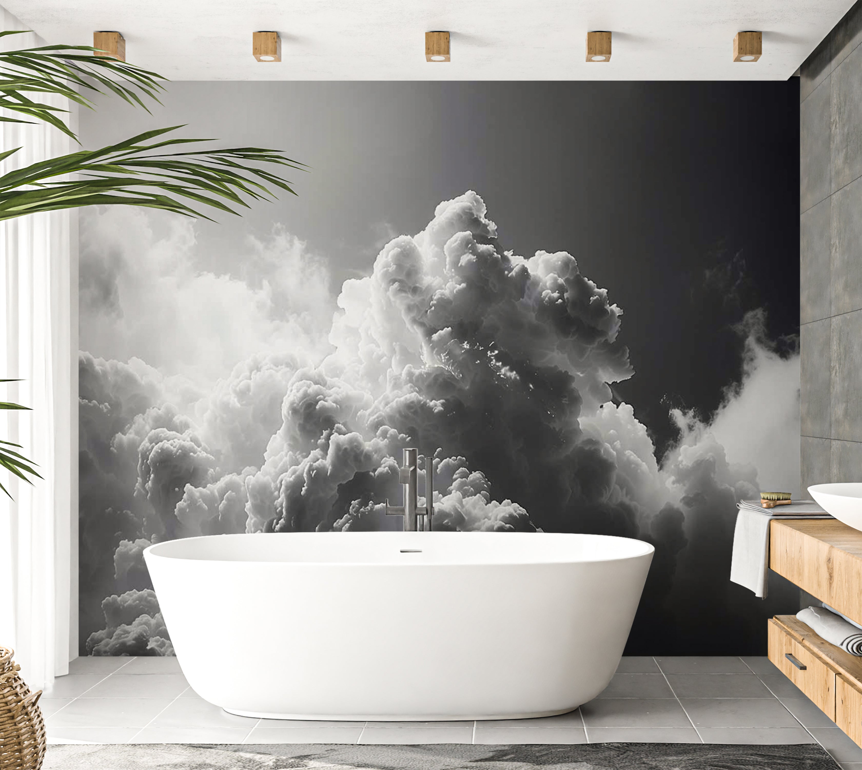 Peel & Stick Wall Mural - Dark Sunny Clouds 38"Wx27"H