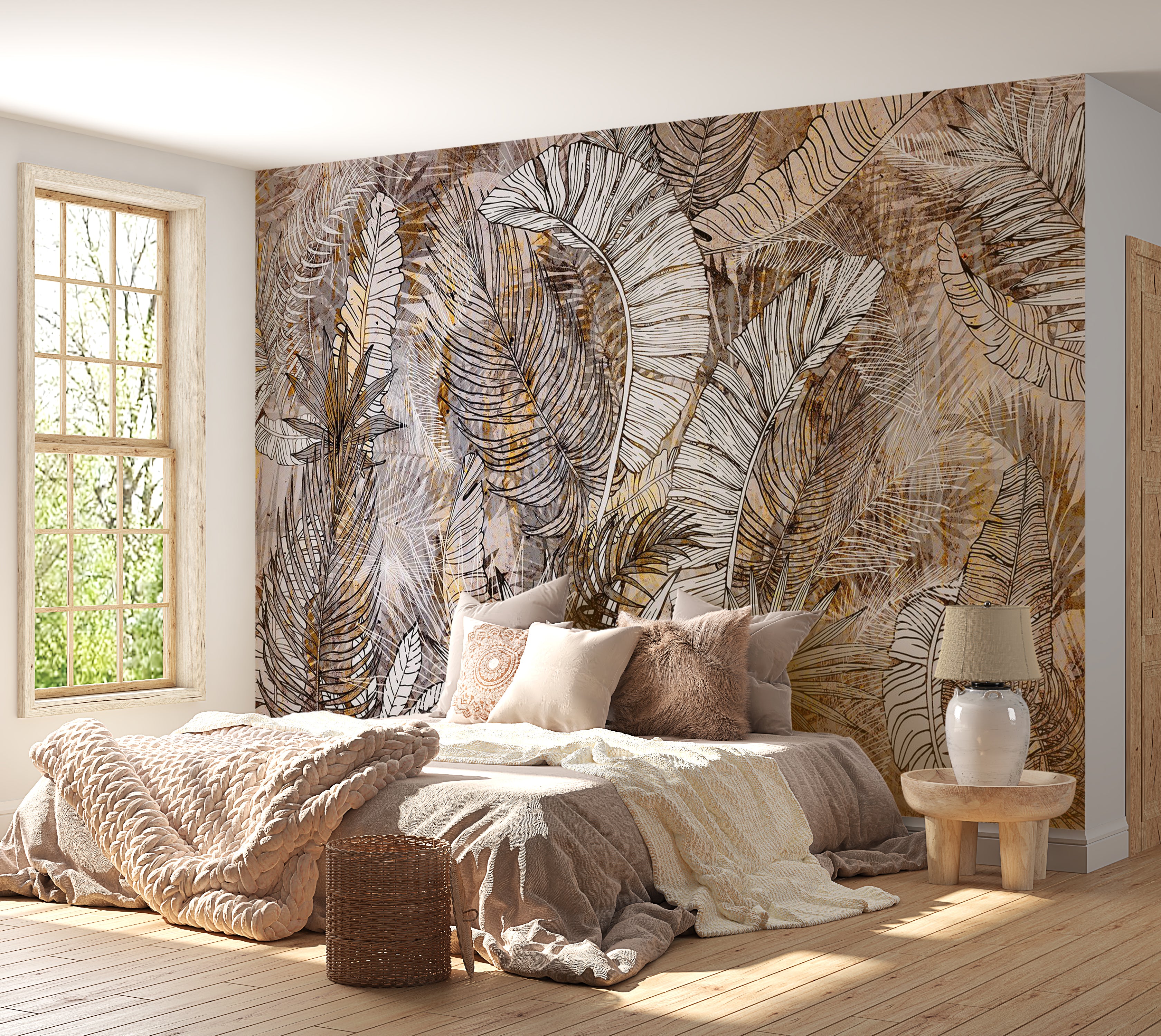 Botanical Wallpaper Wall Mural - Honey Plumes 39"Wx27"H / Standard