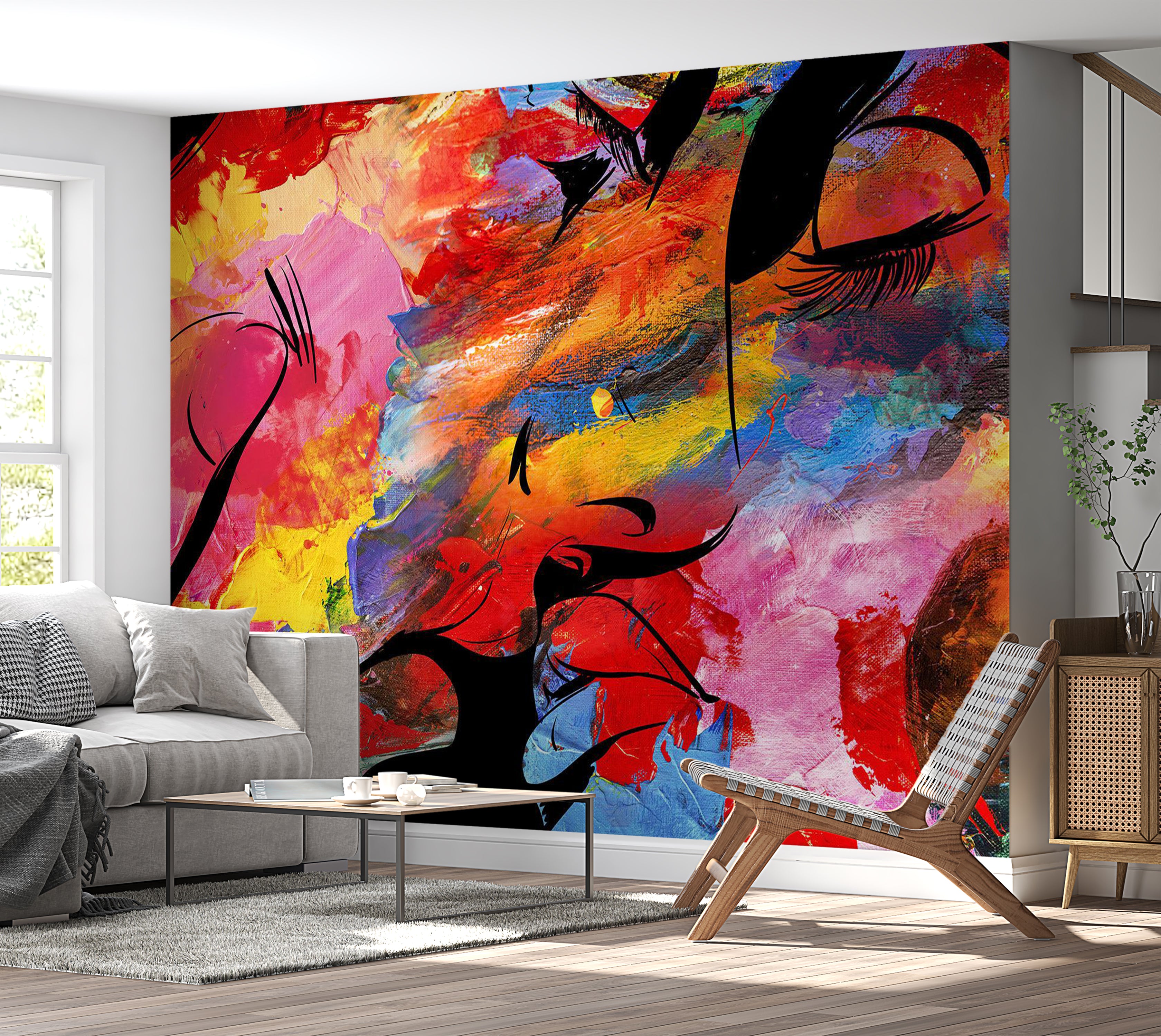 Abstract Wallpaper Wall Mural - Love Story 39"Wx27"H / Standard