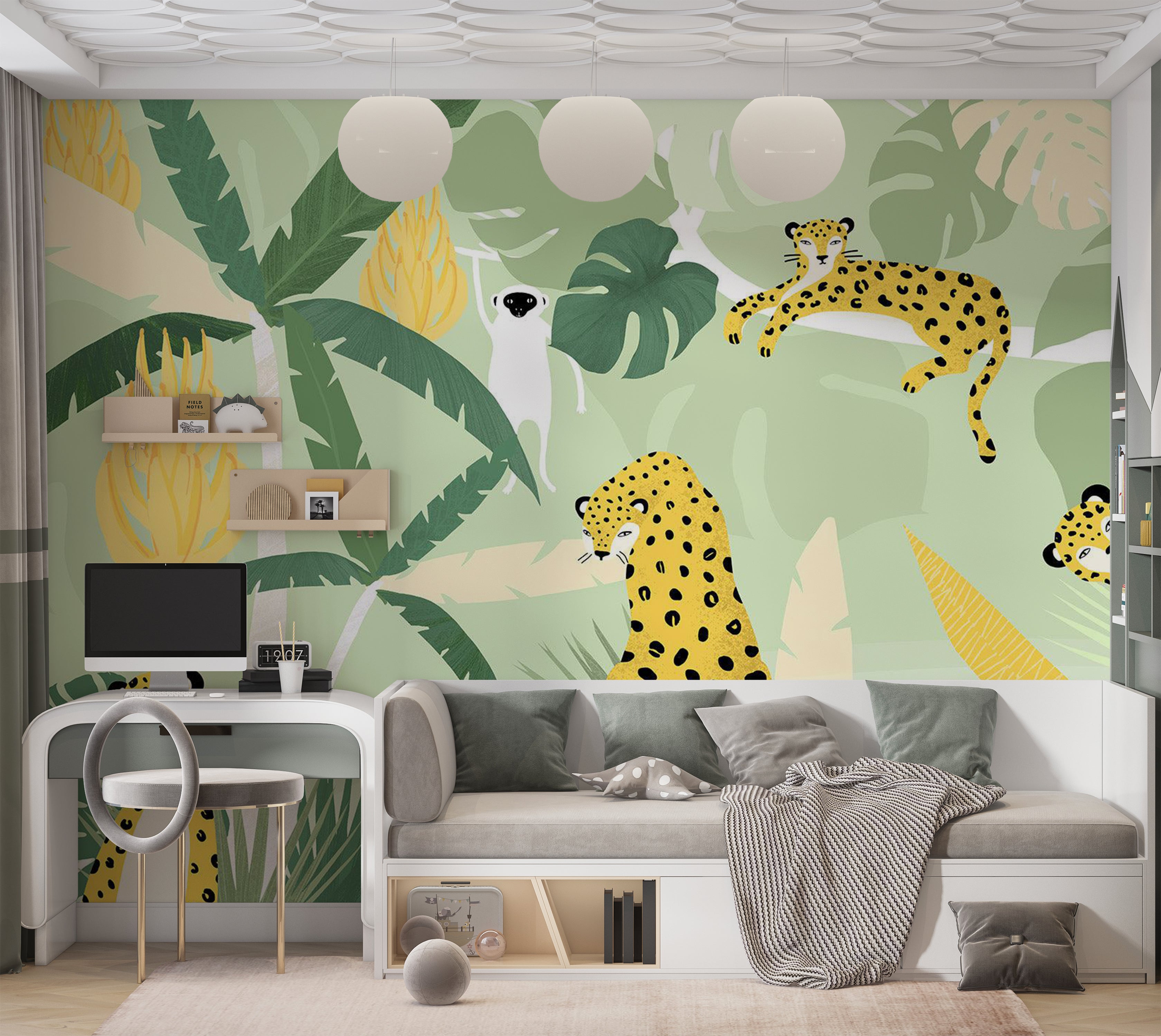 Animal Wallpaper Wall Mural - Cheetahs in the Jungle 39"Wx27"H / Standard