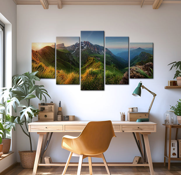 Stretched Canvas Landscape Art - Green Valley 40"Wx20"H