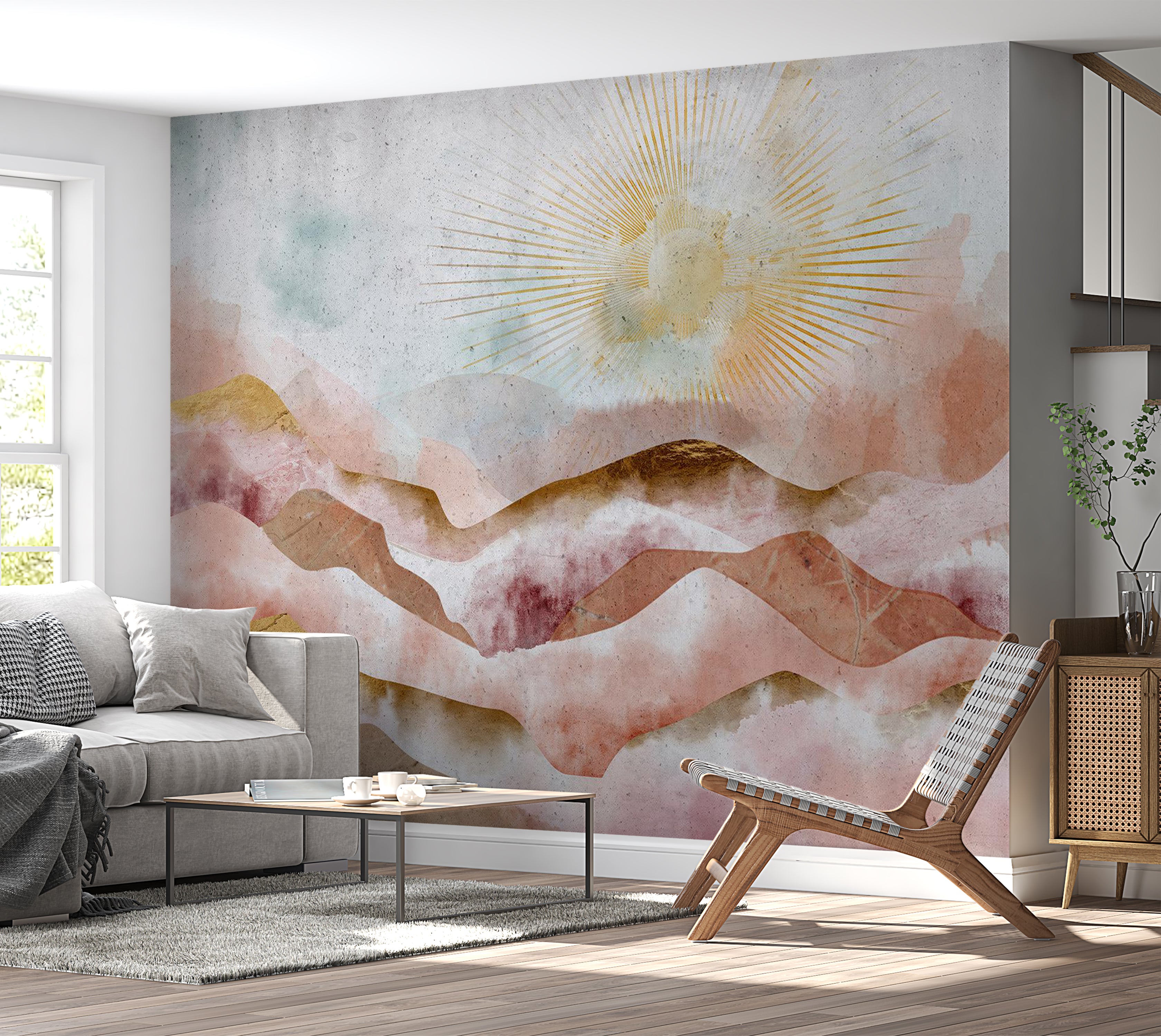 Abstract Wallpaper Wall Mural - Majestic Mountains 39"Wx27"H / Standard