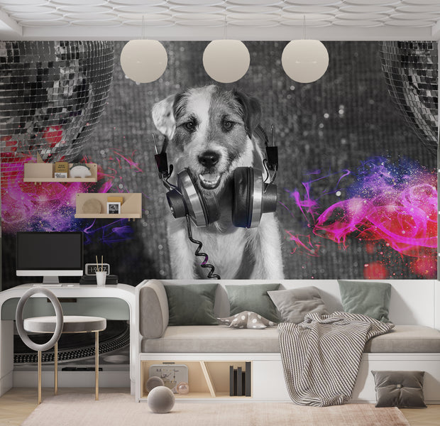Animal Wallpaper Wall Mural - DJ Dog 39"Wx27"H / Standard