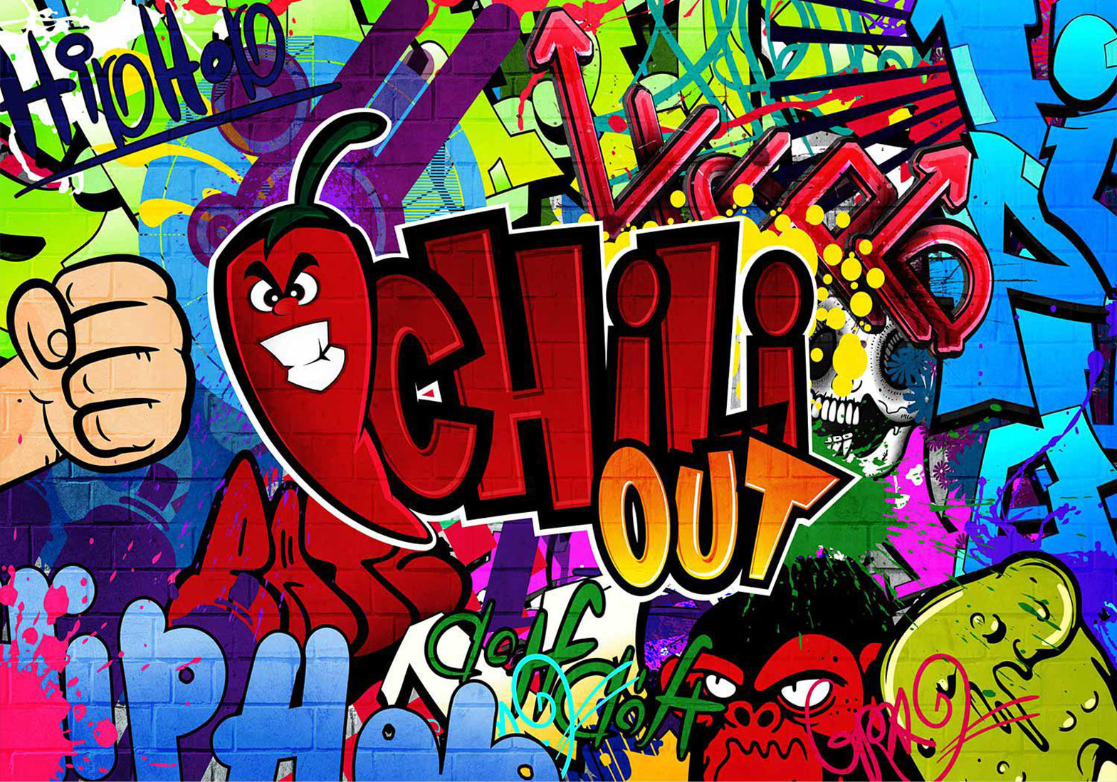 Peel & Stick Street Art Wall Mural - Chili Out 38"Wx27"H