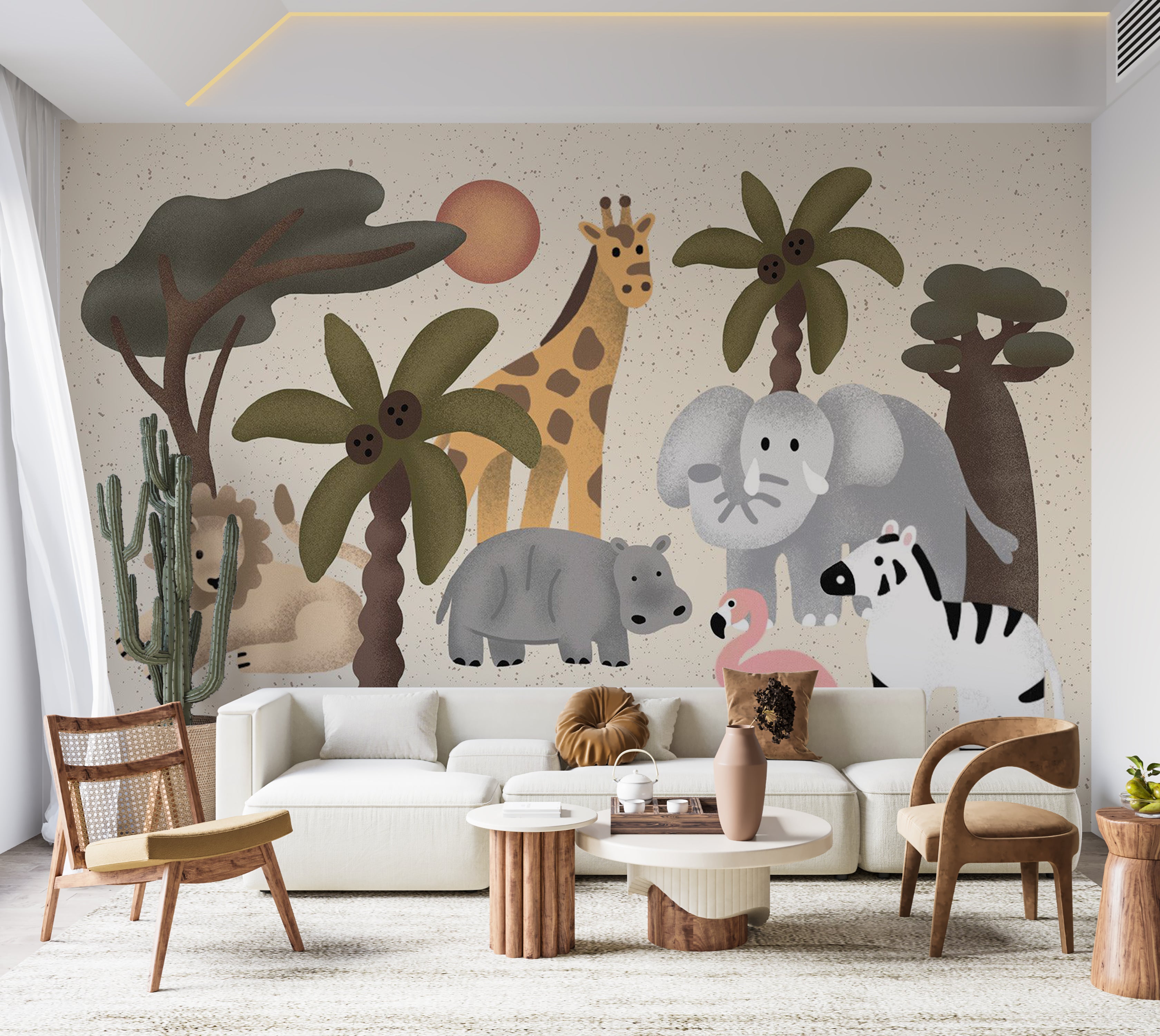 Kids Wallpaper Wall Mural - Jungle Animals 39"Wx27"H