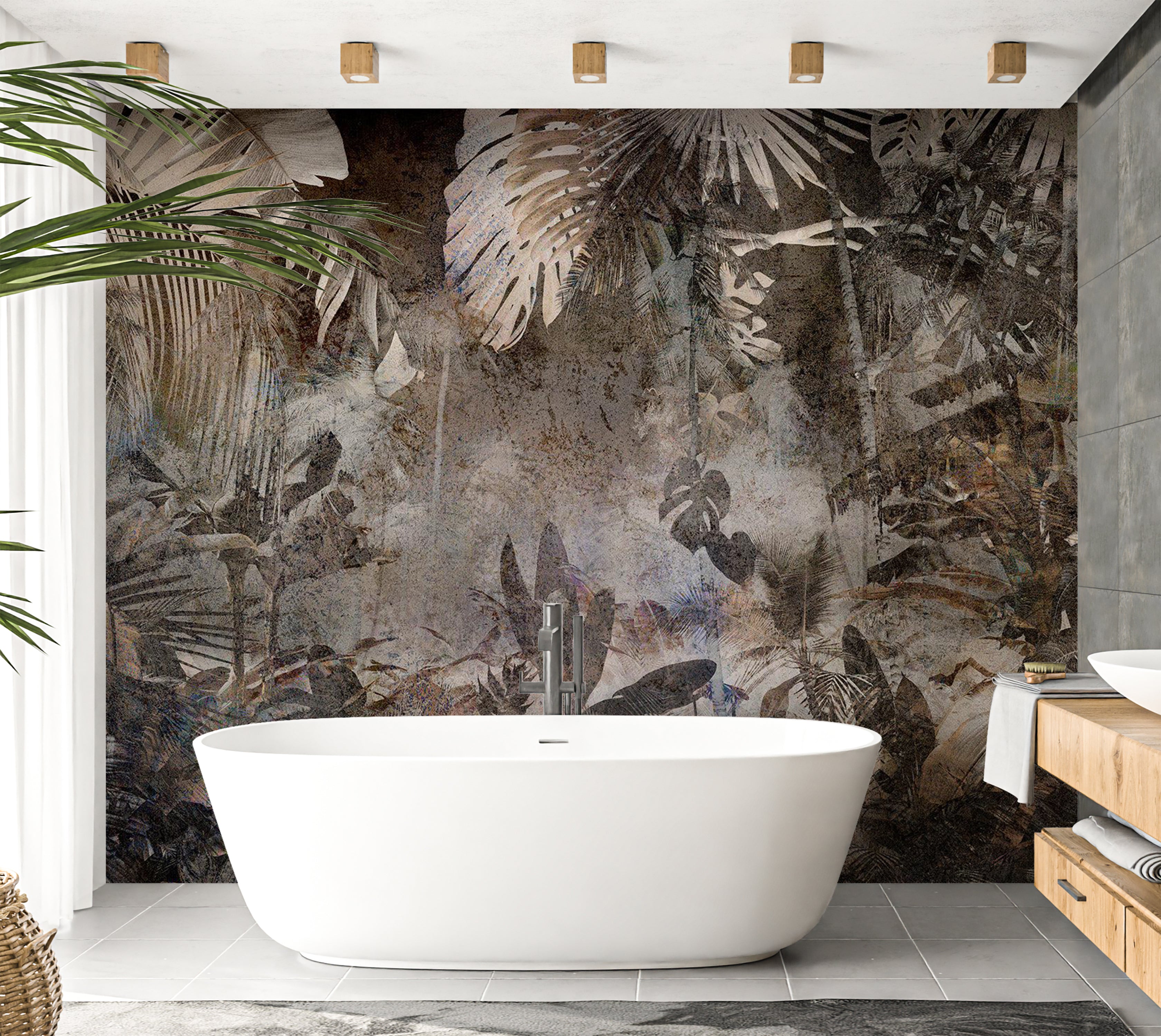 Peel & Stick Botanical Wall Mural - Mysterious Jungle 38"Wx27"H