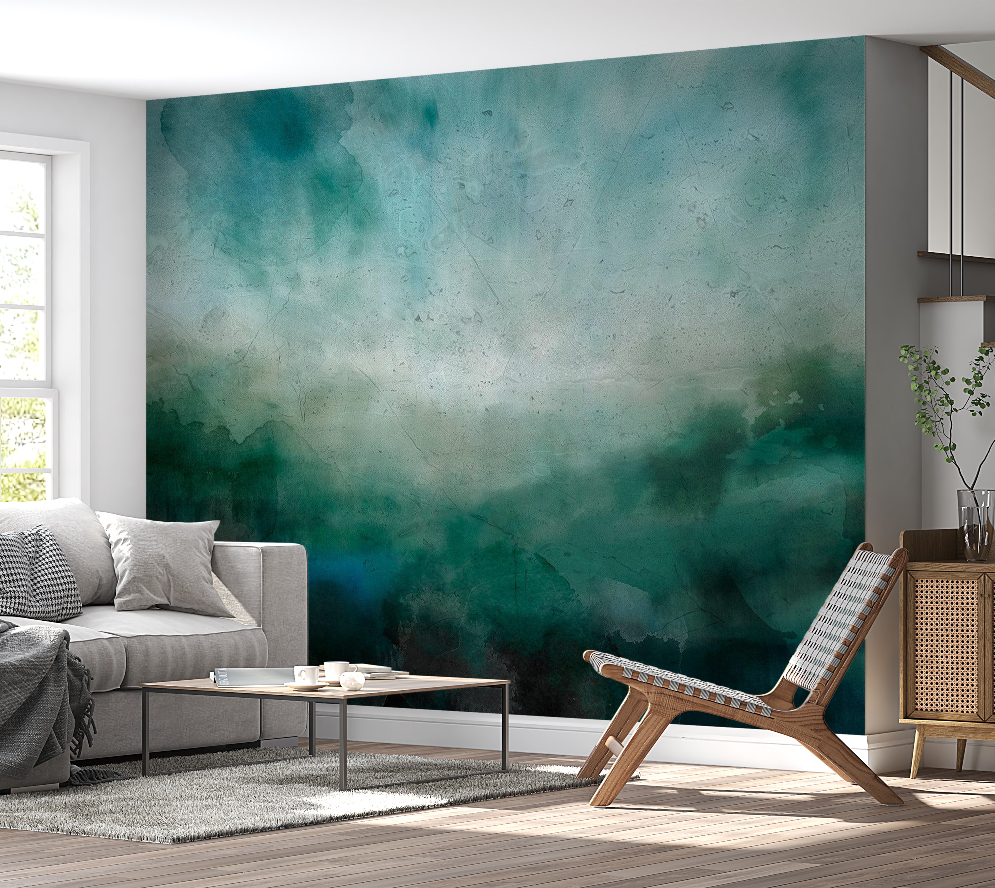 Abstract Wallpaper Wall Mural - Malachite Landscape 39"Wx27"H / Standard