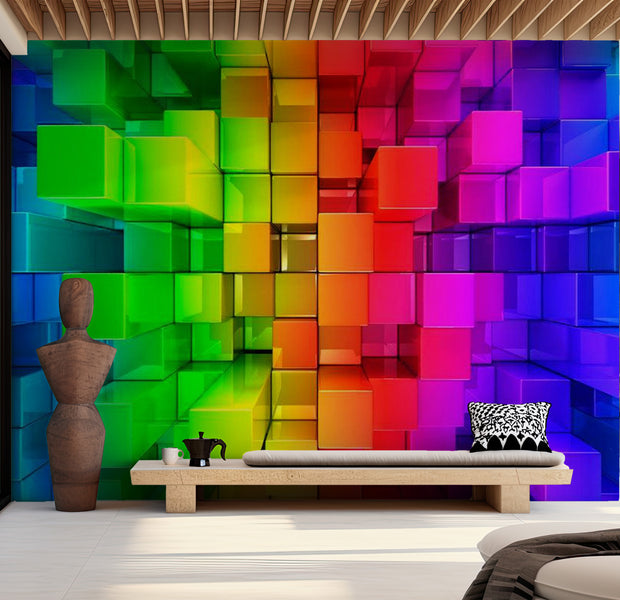 Abstract Wallpaper Wall Mural - Colour Jigsaw 39"Wx27"H