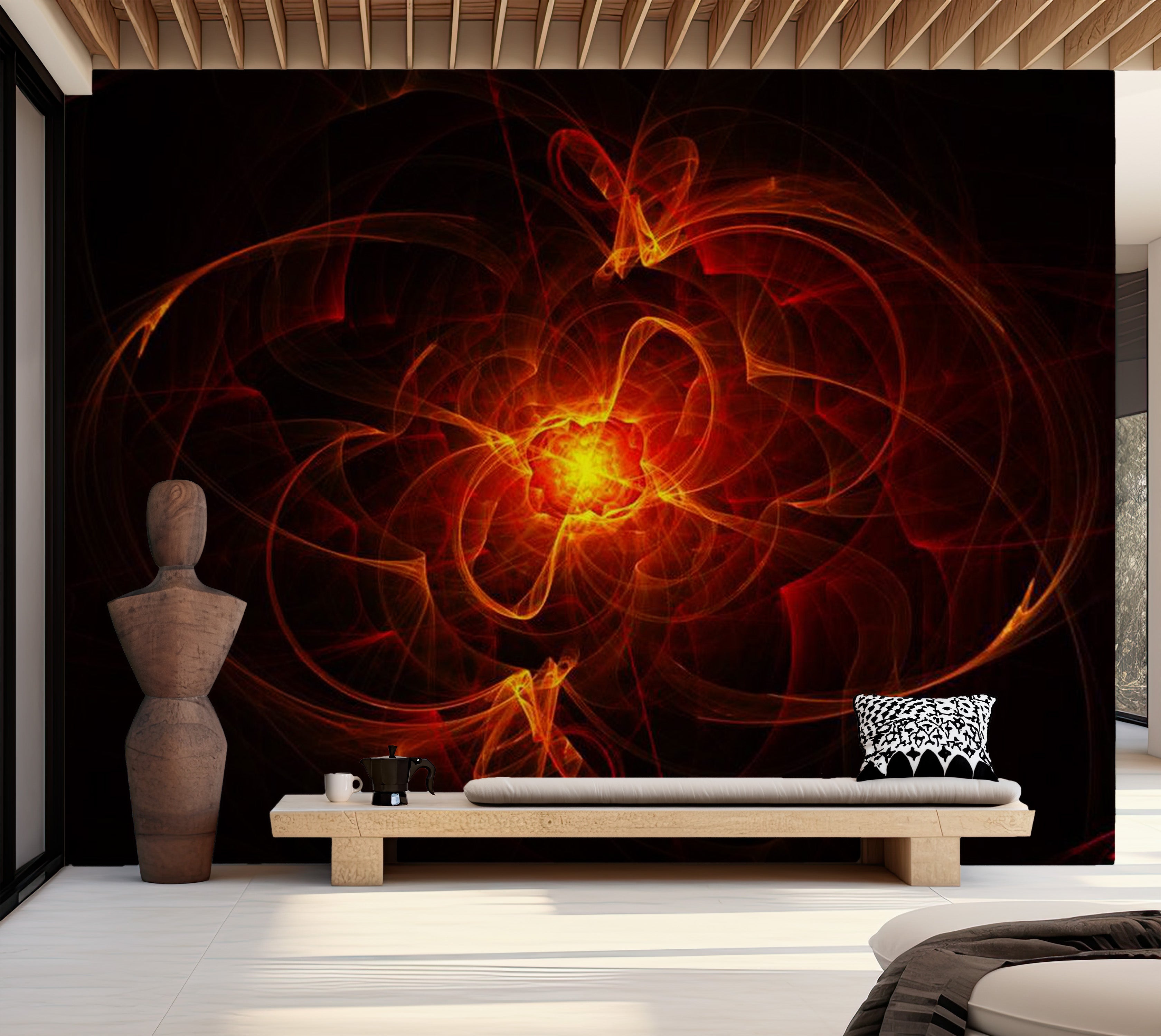 Abstract Wallpaper Wall Mural - Abstract Fire 118"Wx90"H