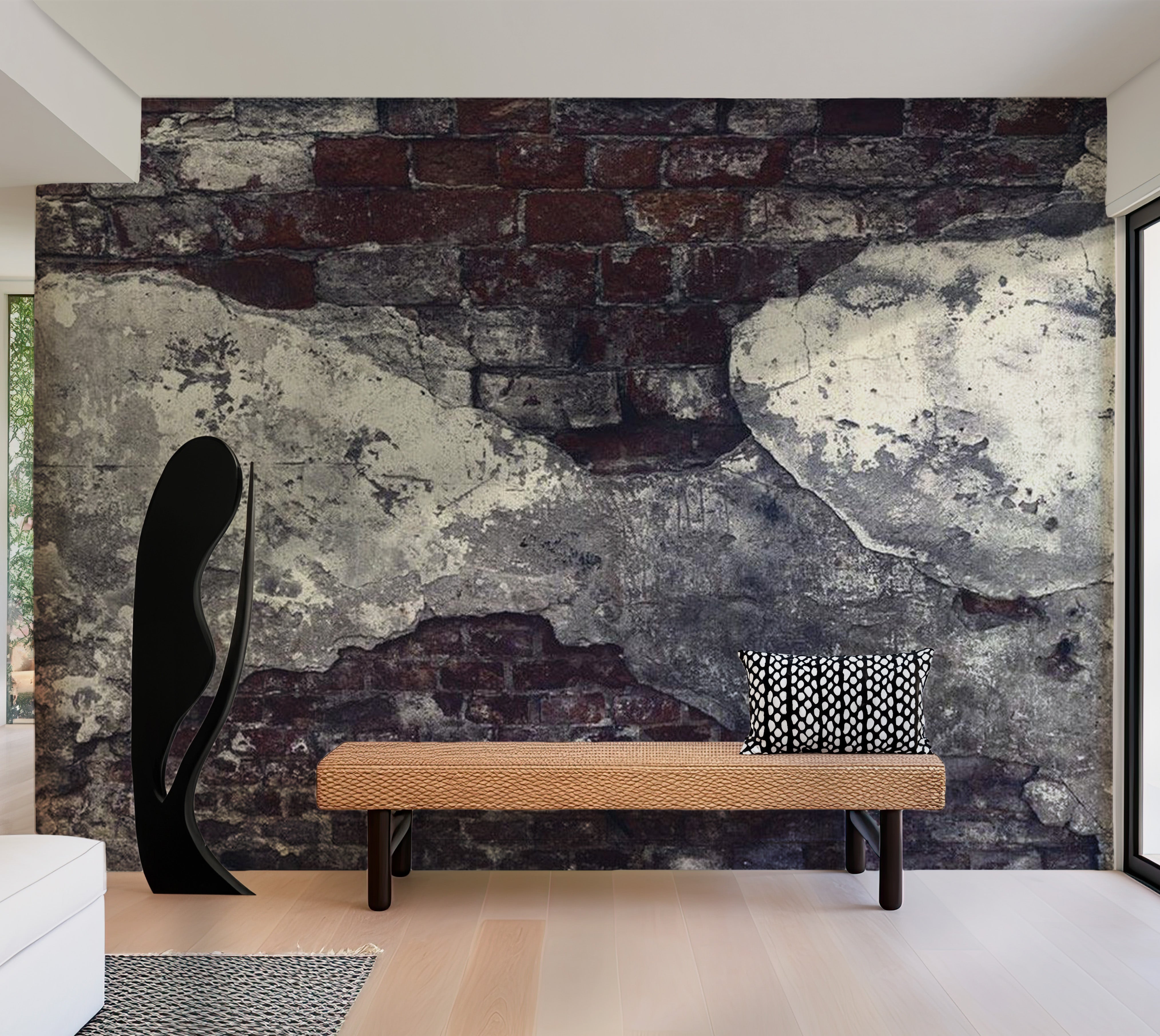 Background & Patterns Wallpaper Wall Mural - Dark Brick Wall 39"Wx27"H