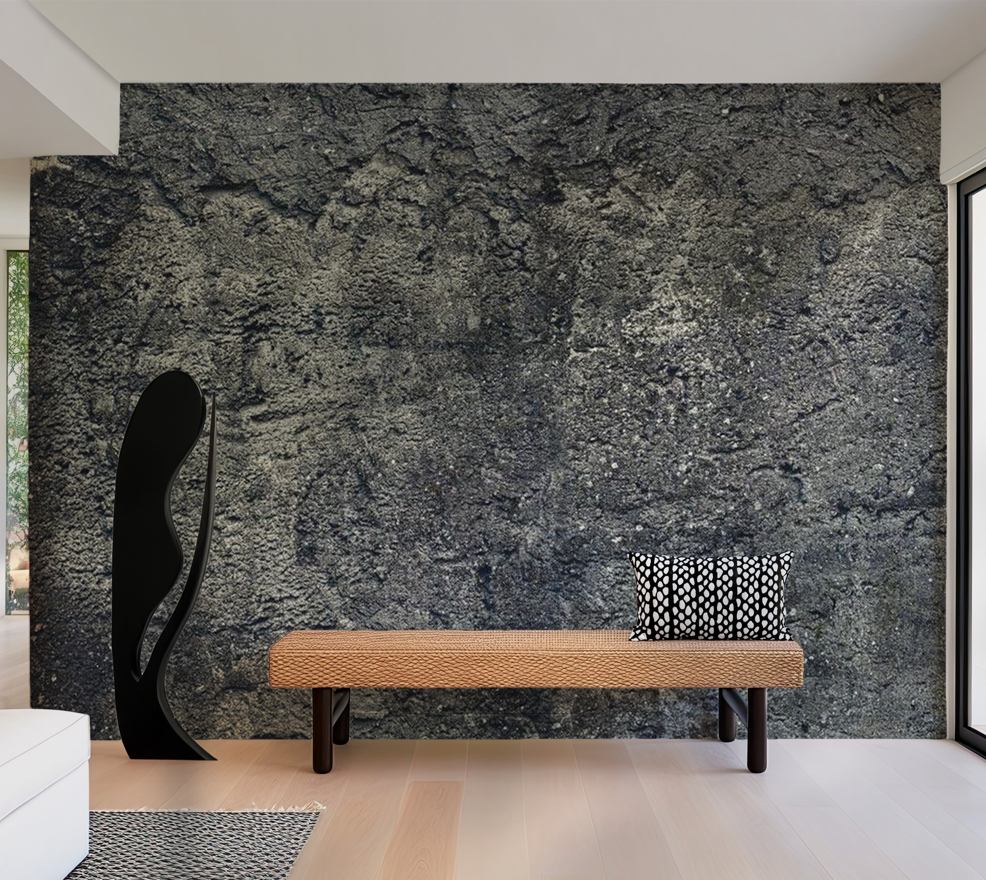 Background & Patterns Wallpaper Wall Mural - Dark Concrete Plaster Wall 39"Wx27"H