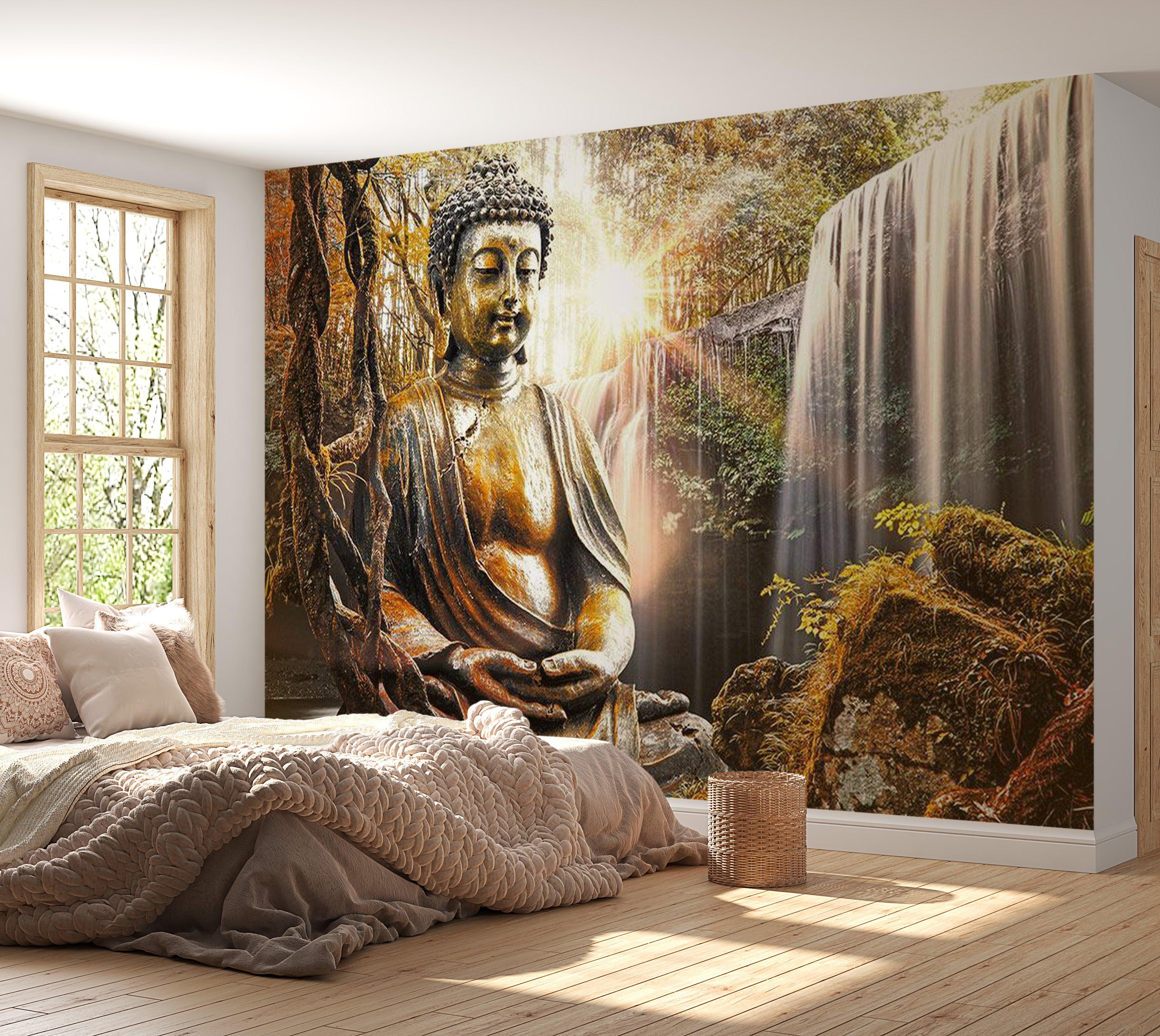 Zen Wallpaper Wall Mural - Waterfall Buddha Mix