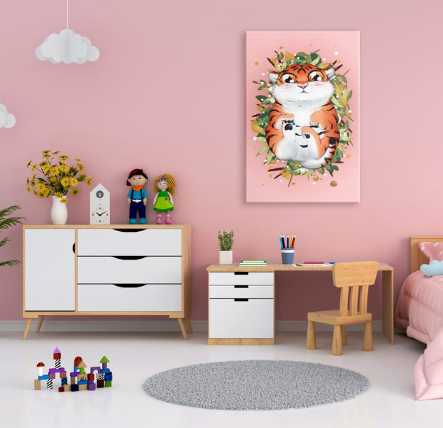 Cartoon Canvas Wall Art - Tigger on the Grass