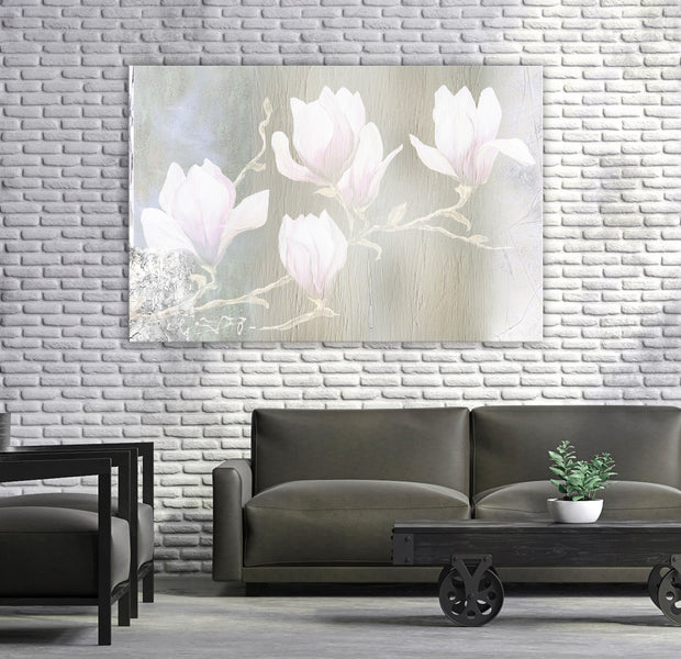 Floral Canvas Wall Art - White Magnolias