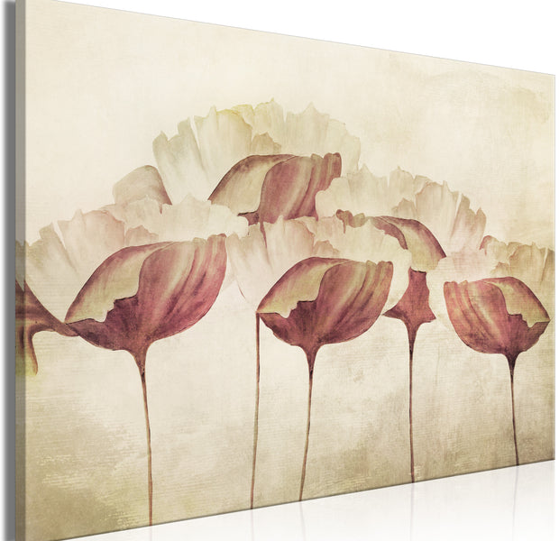 Floral Canvas Wall Art - Flowers in Beige